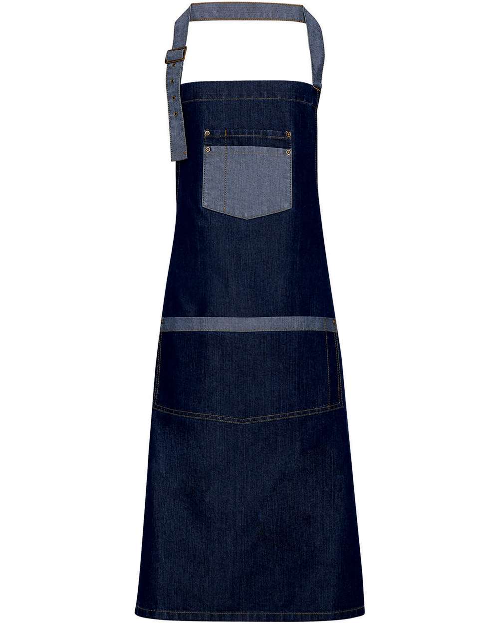 Artisan Collection by Reprime-RP127-Domain Contrast Denim Bib Apron with Pockets - Image 6