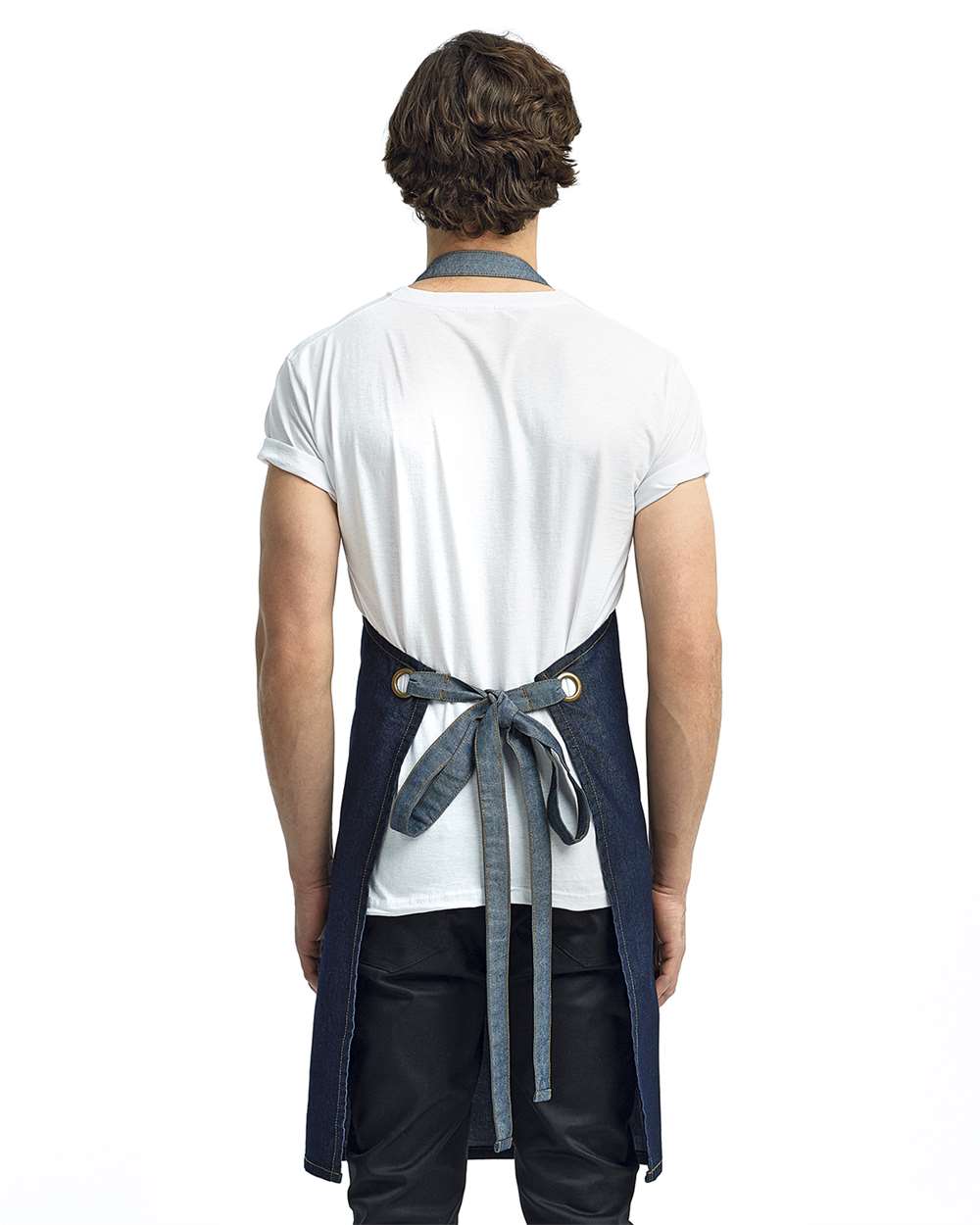 Artisan Collection by Reprime-RP127-Domain Contrast Denim Bib Apron with Pockets - Image 9