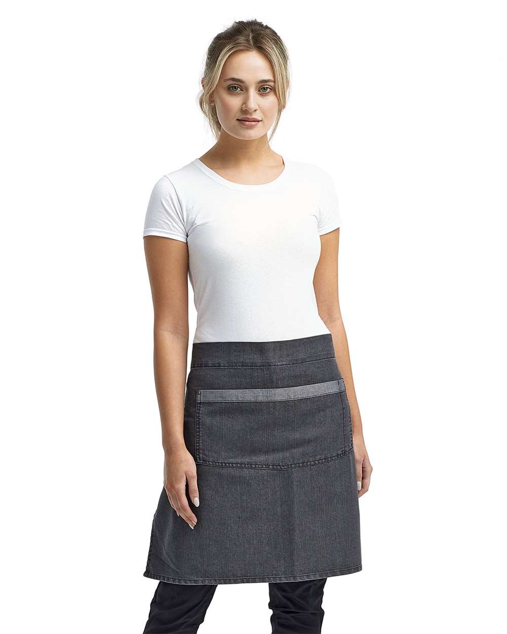 Artisan Collection by Reprime-RP128-Domain Contrast Denim Waist Apron with Pocket - Image 2