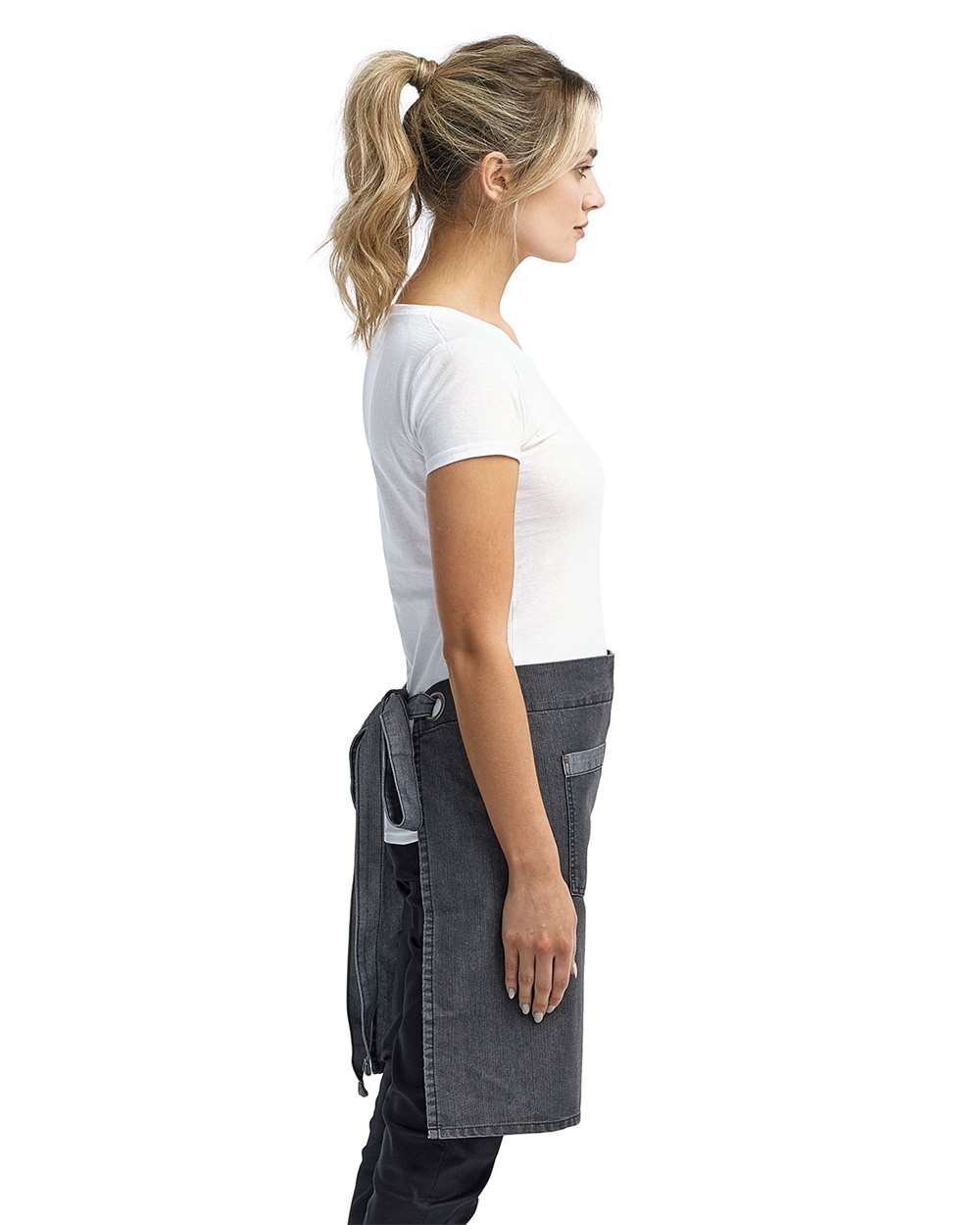 Artisan Collection by Reprime-RP128-Domain Contrast Denim Waist Apron with Pocket - Image 3
