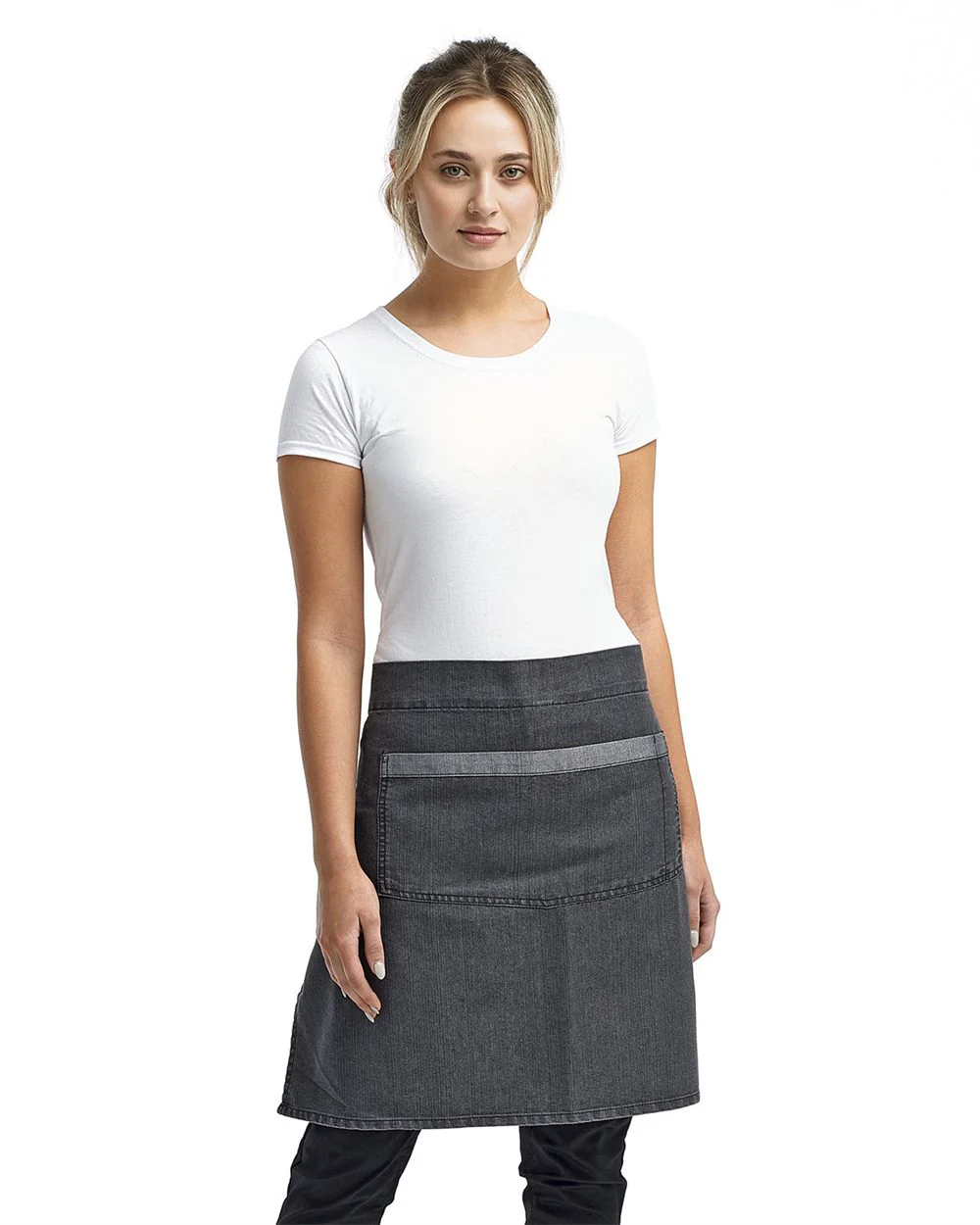 Artisan Collection by Reprime-RP128-Domain Contrast Denim Waist Apron with Pocket - Image 5