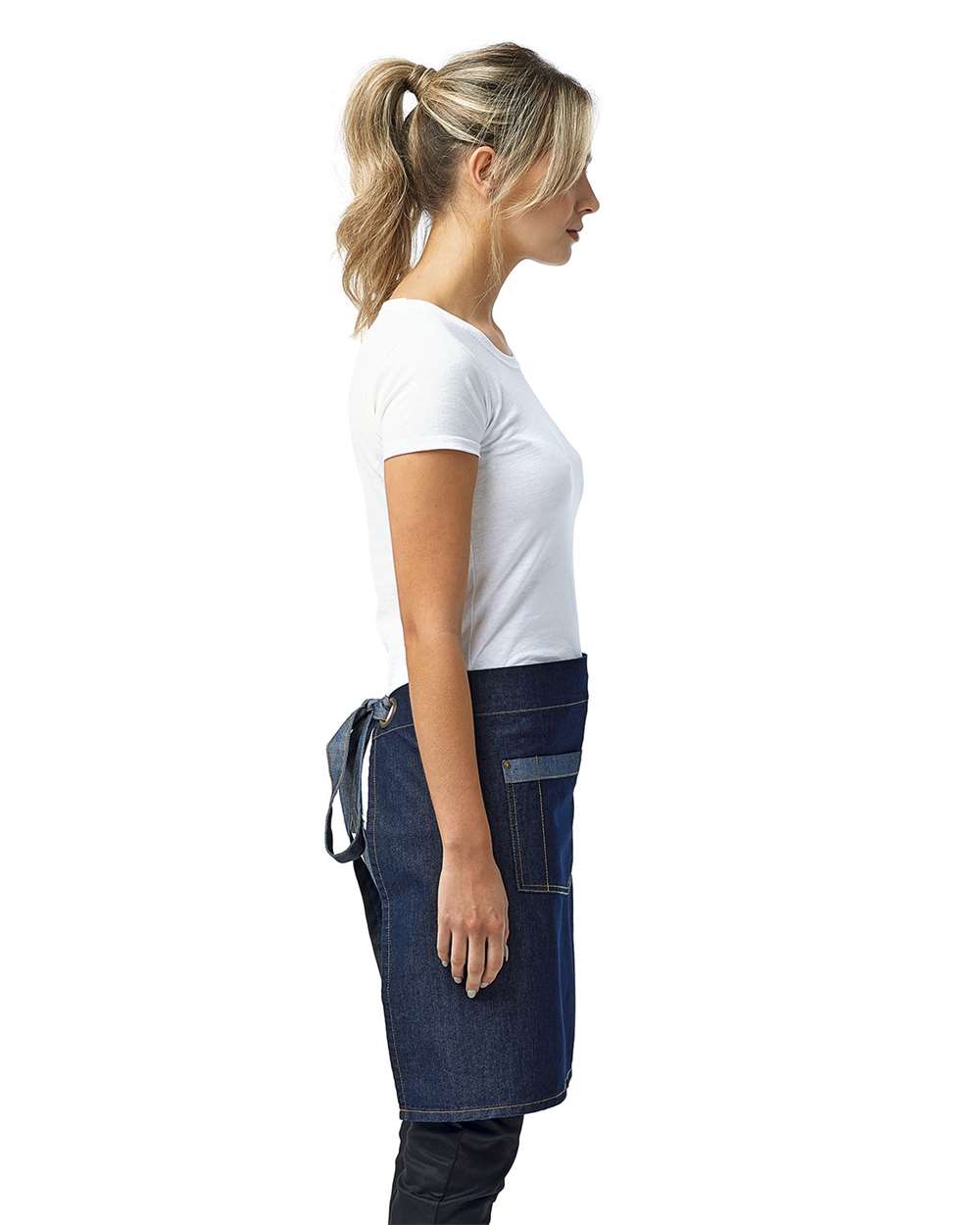Artisan Collection by Reprime-RP128-Domain Contrast Denim Waist Apron with Pocket - Image 8