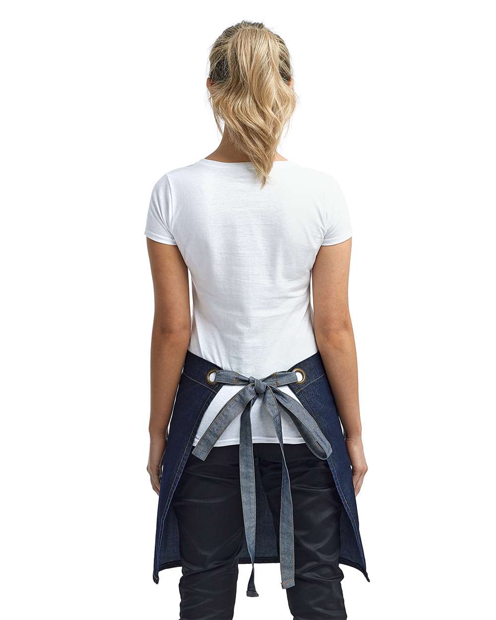 Artisan Collection by Reprime-RP128-Domain Contrast Denim Waist Apron with Pocket - Image 9