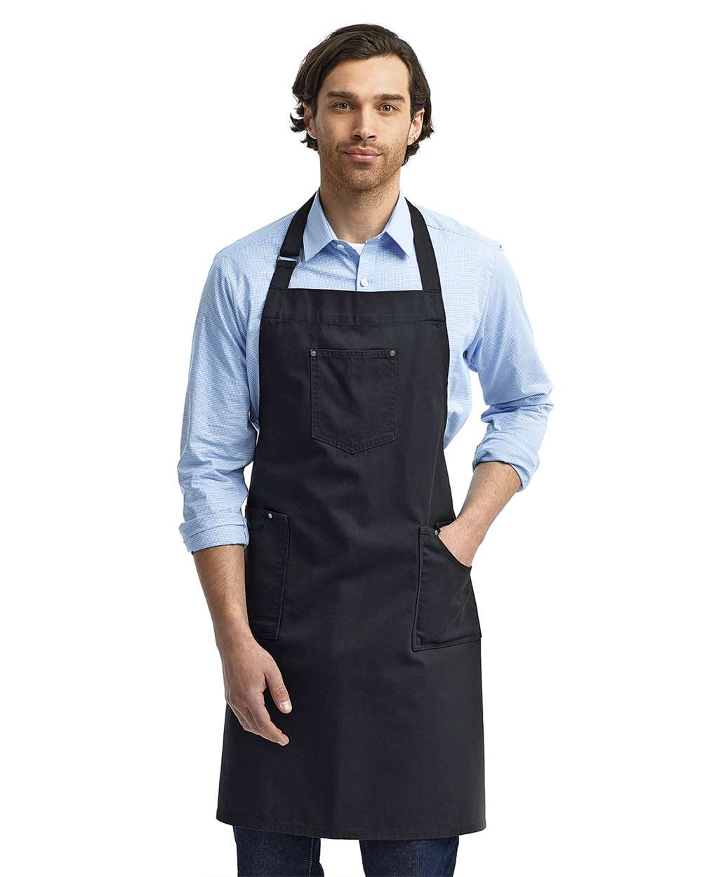 Artisan Collection by Reprime-RP132-Cotton Chino Bib Apron with Pocket - Image 2
