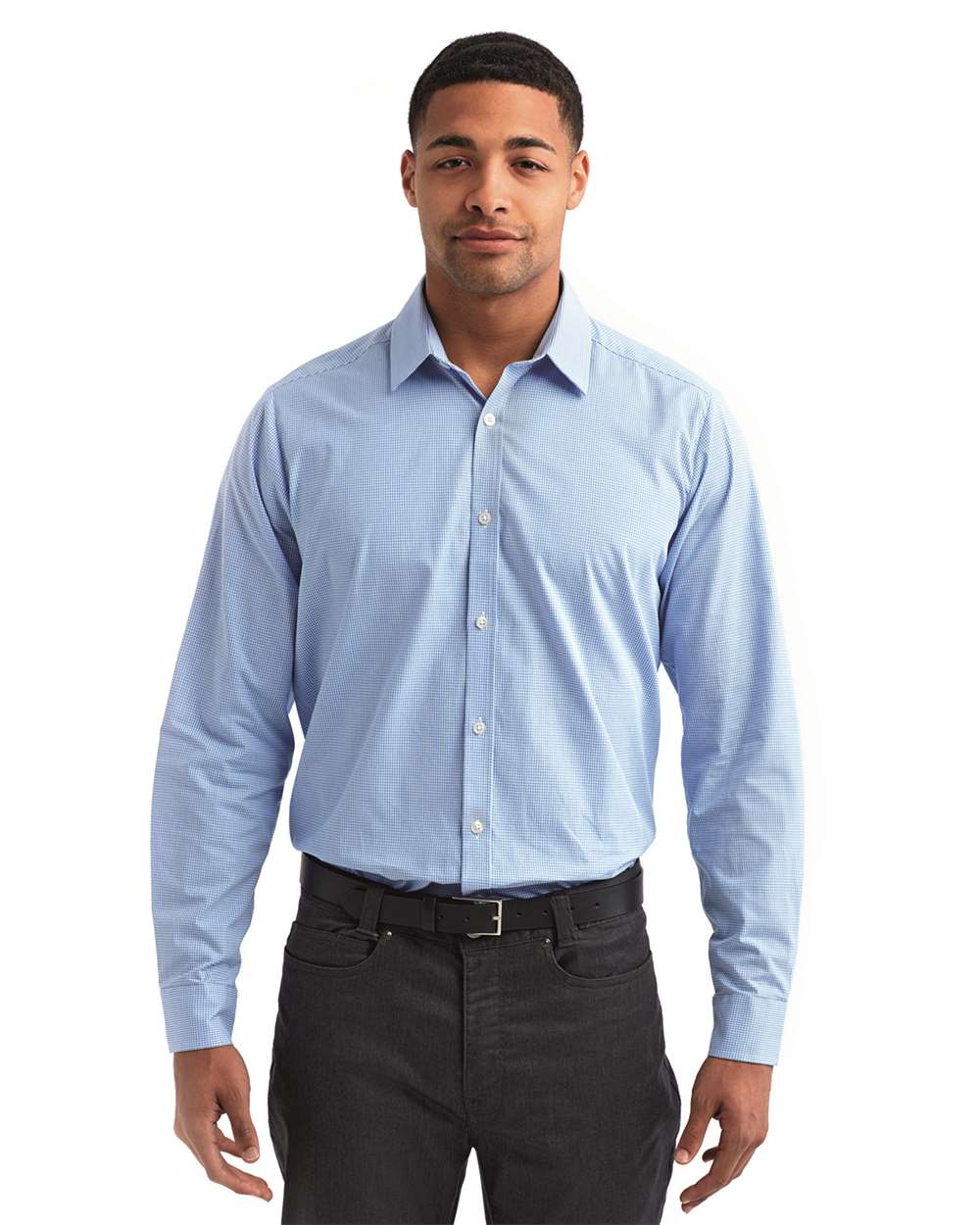 Artisan Collection by Reprime-RP220-Microcheck Gingham Long-Sleeve Cotton Shirt - Image 11