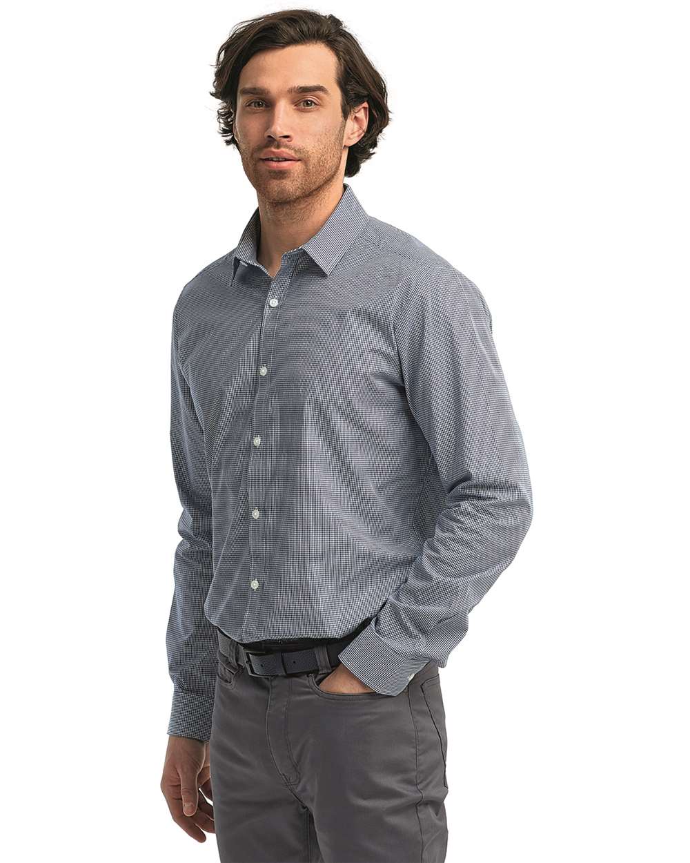 Artisan Collection by Reprime-RP220-Microcheck Gingham Long-Sleeve Cotton Shirt - Image 17