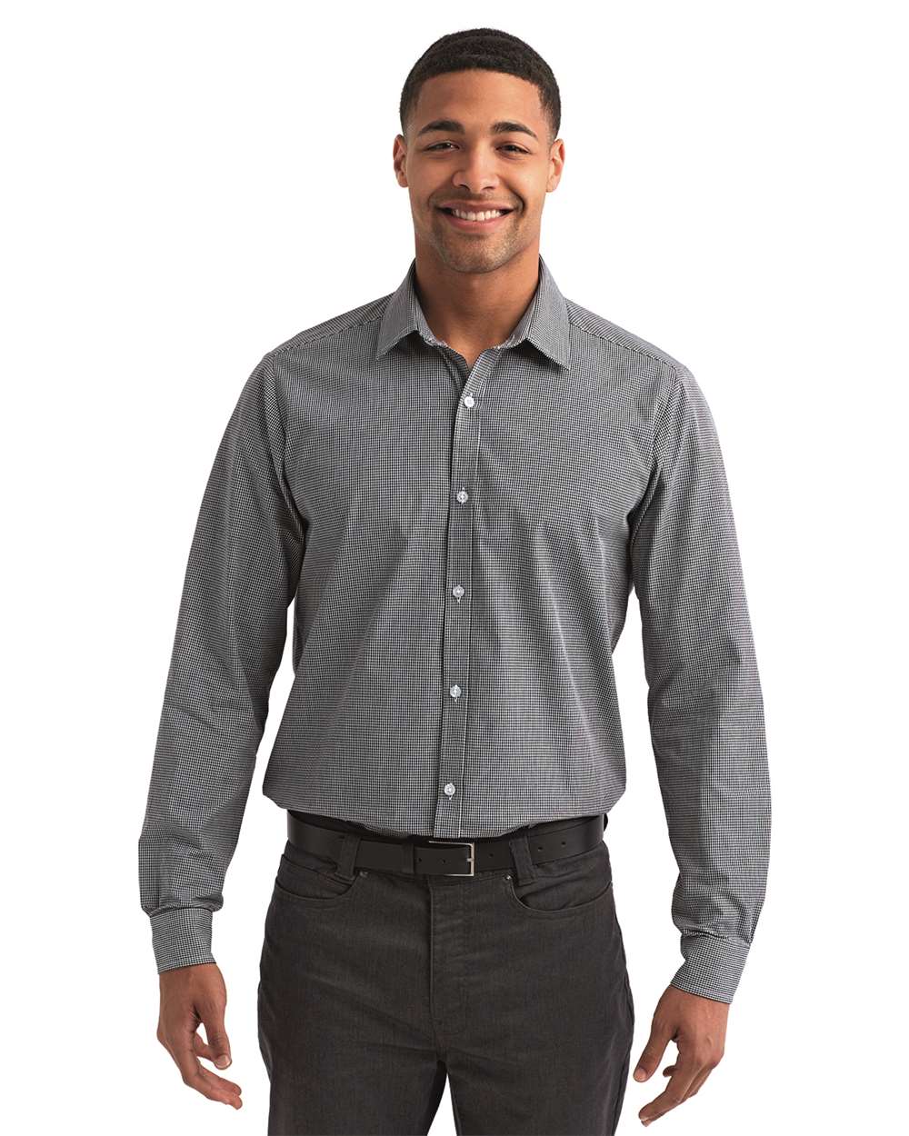 Artisan Collection by Reprime-RP220-Microcheck Gingham Long-Sleeve Cotton Shirt - Image 4