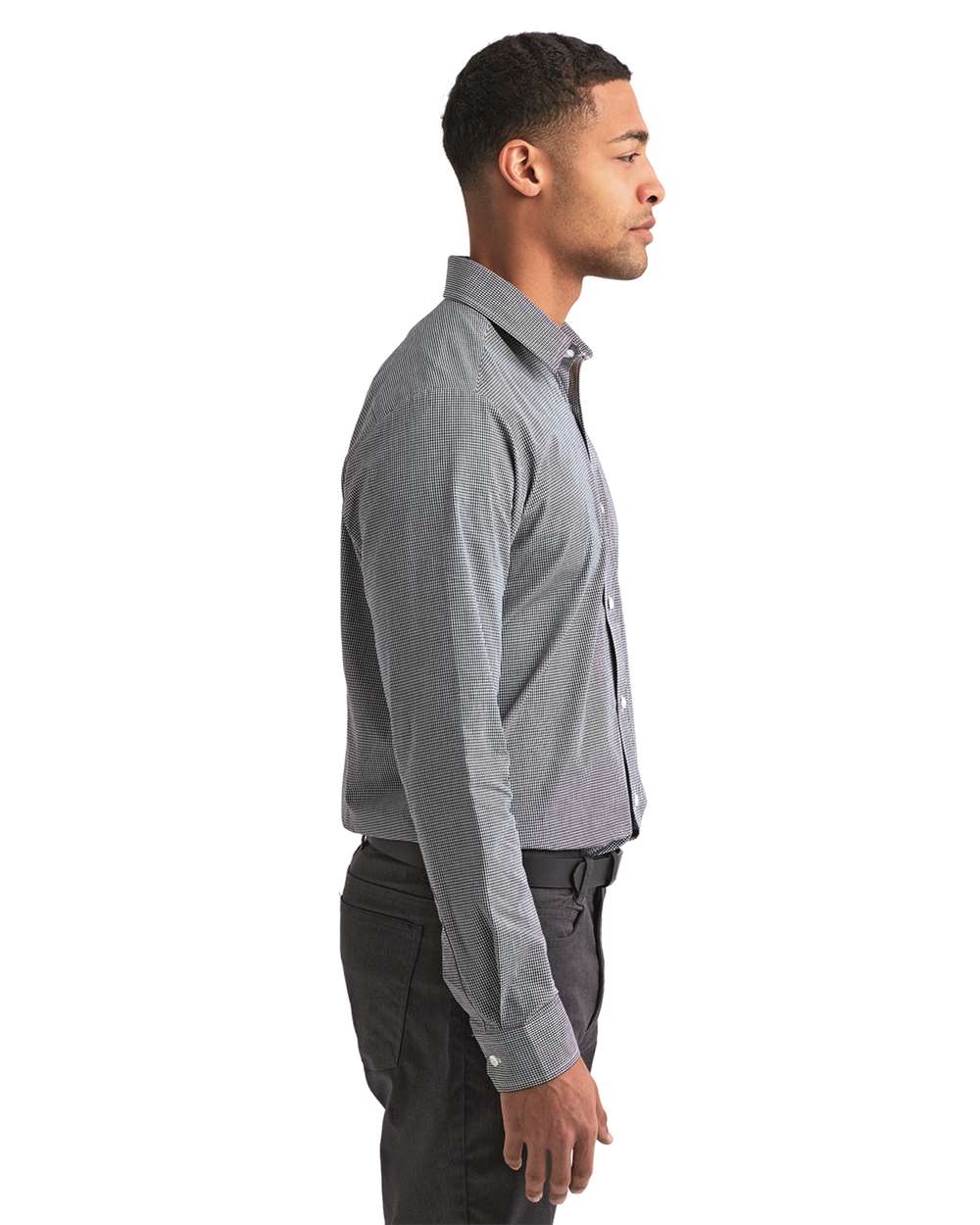 Artisan Collection by Reprime-RP220-Microcheck Gingham Long-Sleeve Cotton Shirt - Image 5