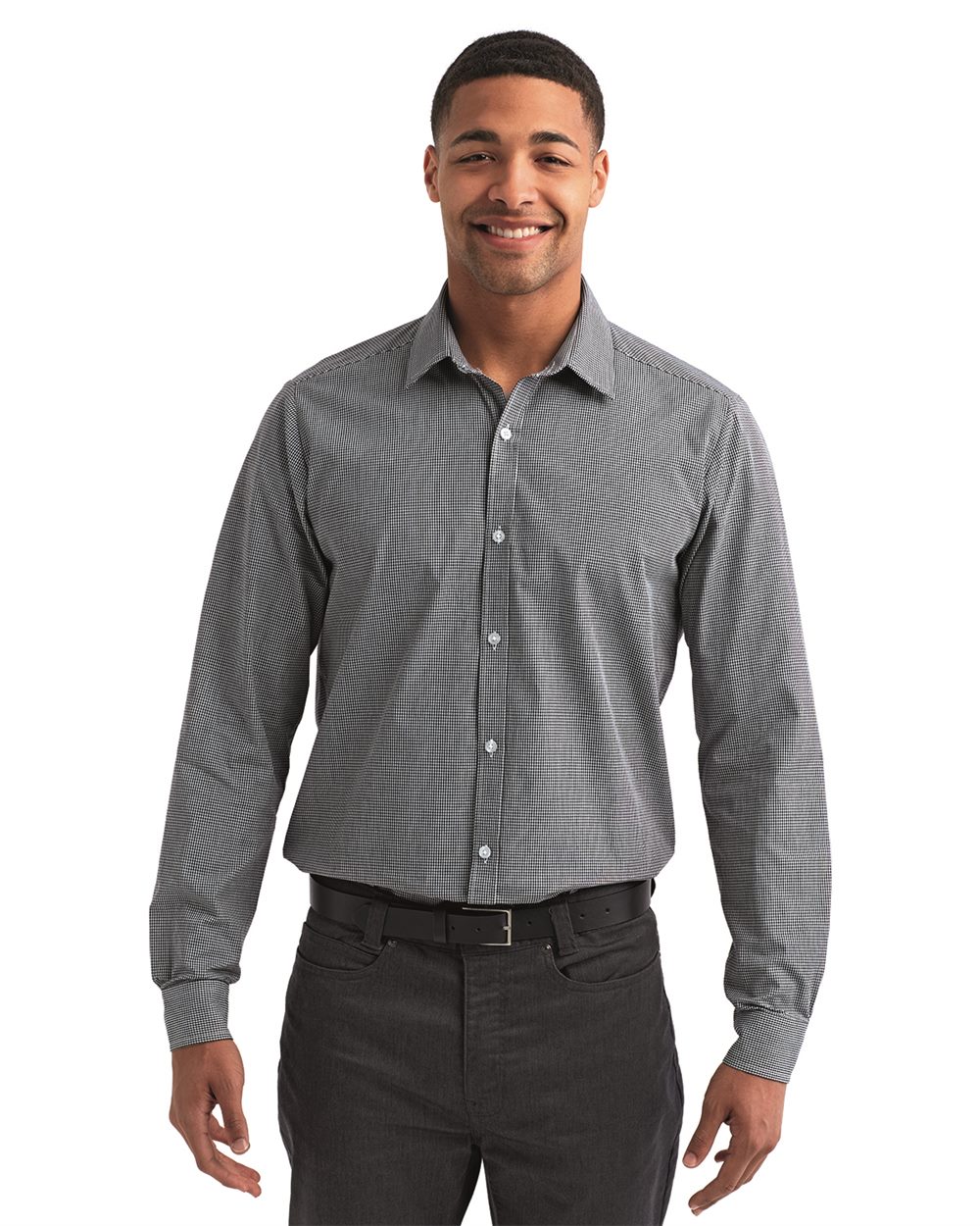 Artisan Collection by Reprime-RP220-Microcheck Gingham Long-Sleeve Cotton Shirt - Image 7