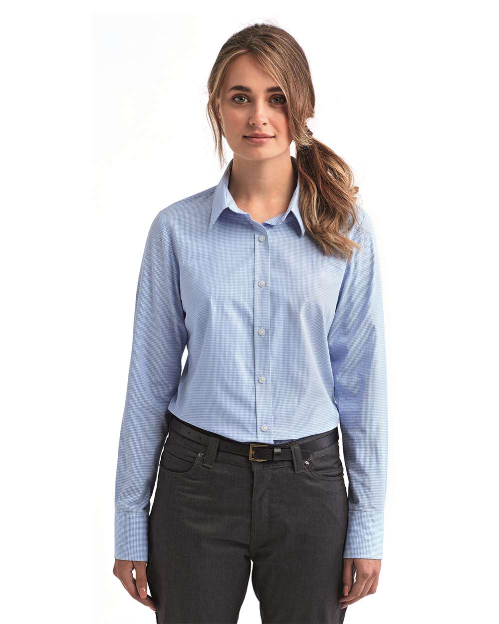 Artisan Collection by Reprime-RP320-Women's Microcheck Gingham Cotton Shirt - Image 11