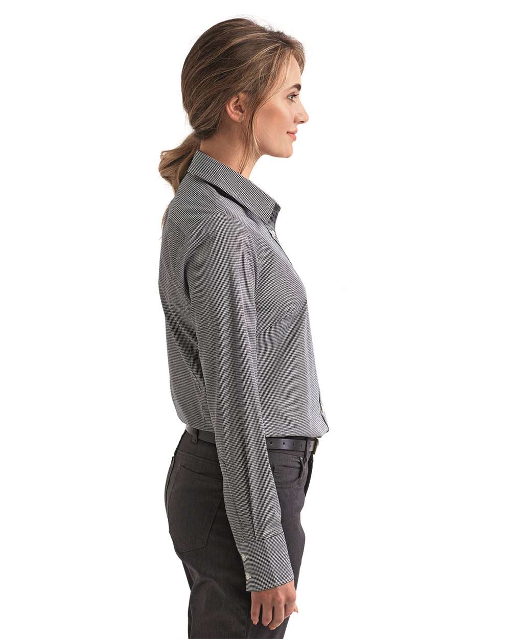 Artisan Collection by Reprime-RP320-Women's Microcheck Gingham Cotton Shirt - Image 5