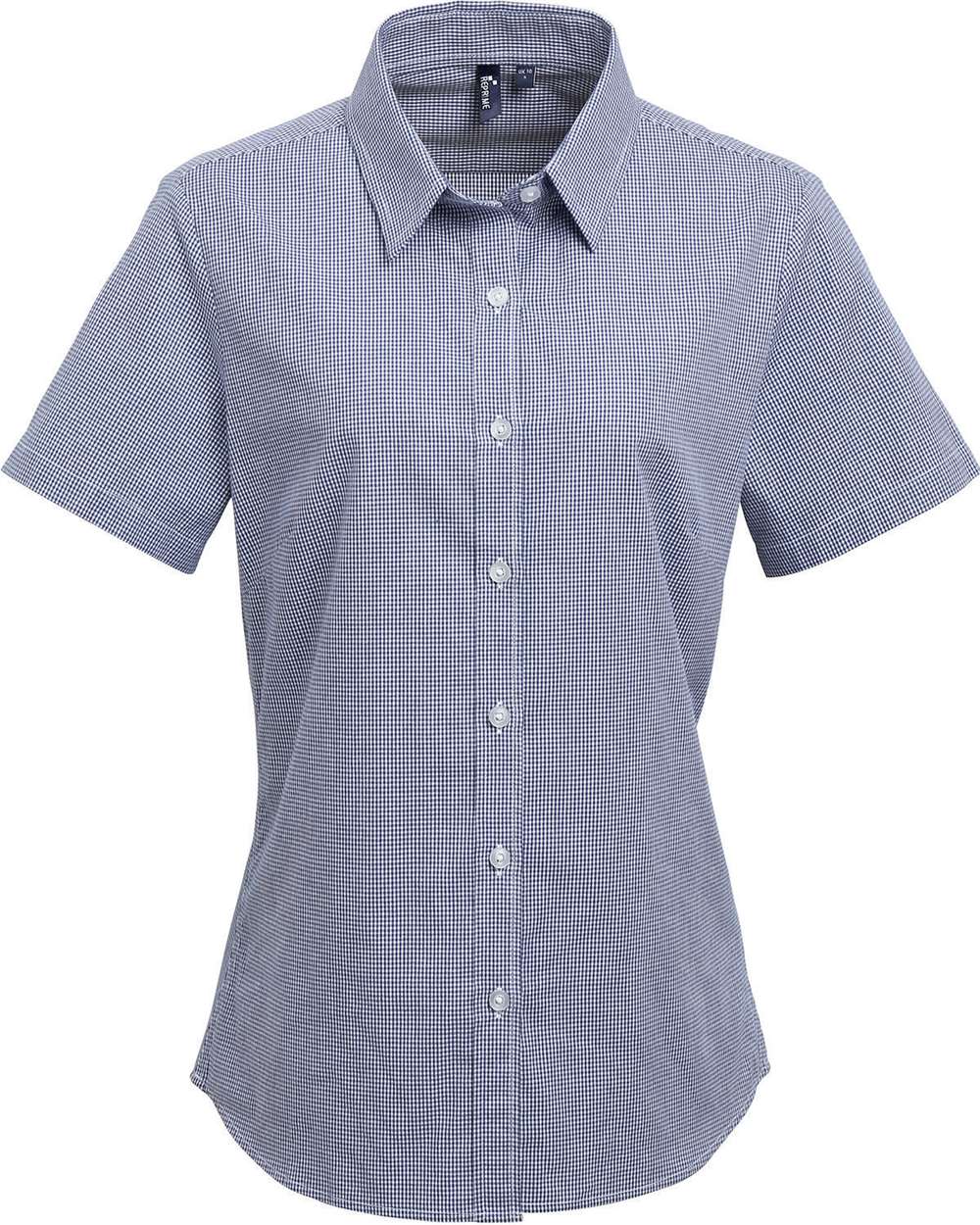 Artisan Collection by Reprime-RP321-Women's Microcheck Gingham Short Sleeve Cotton Dress Shirt - Image 14