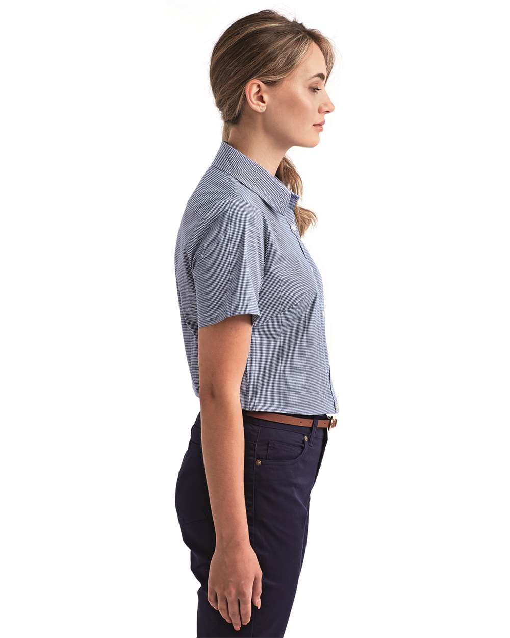 Artisan Collection by Reprime-RP321-Women's Microcheck Gingham Short Sleeve Cotton Dress Shirt - Image 18