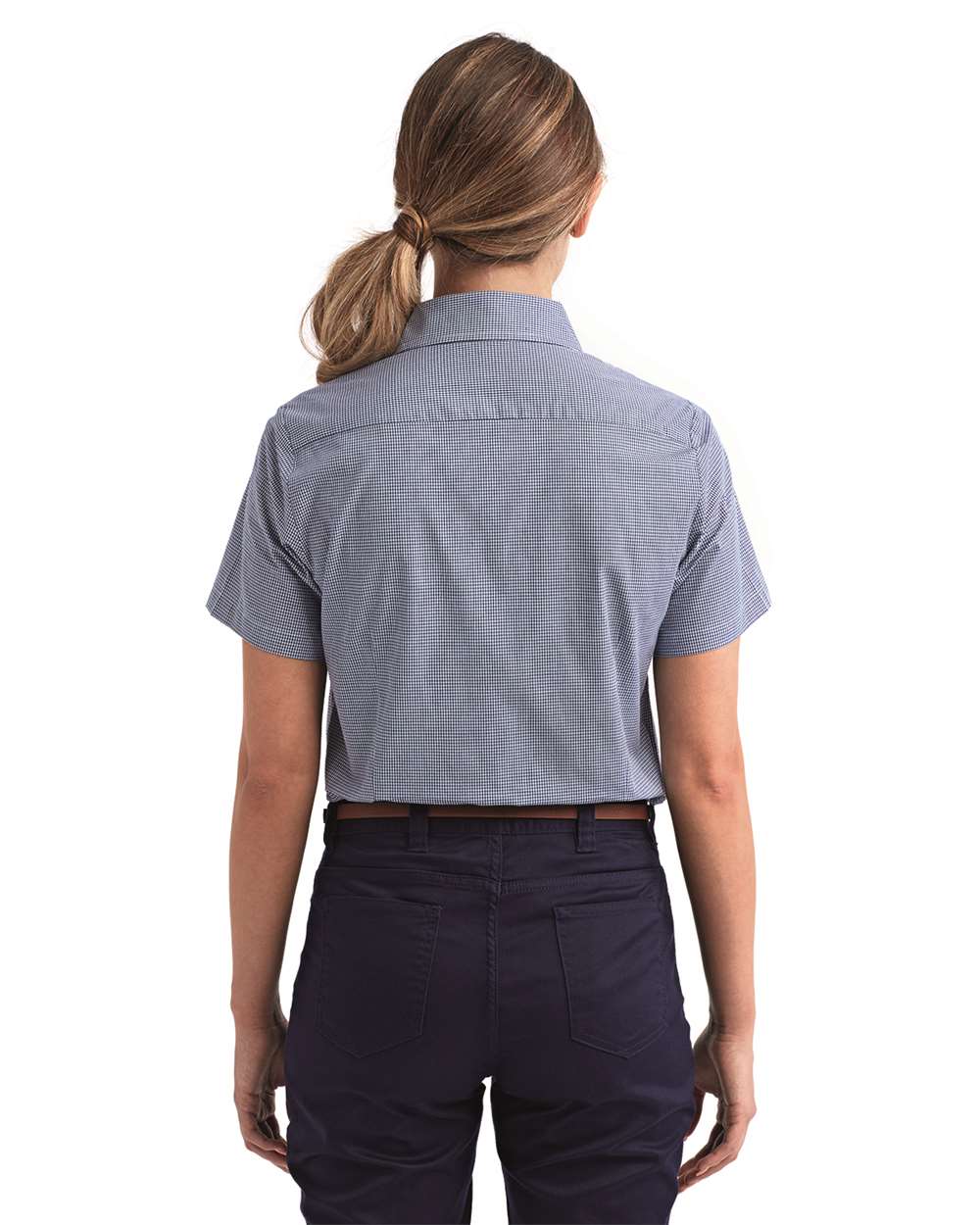 Artisan Collection by Reprime-RP321-Women's Microcheck Gingham Short Sleeve Cotton Dress Shirt - Image 19