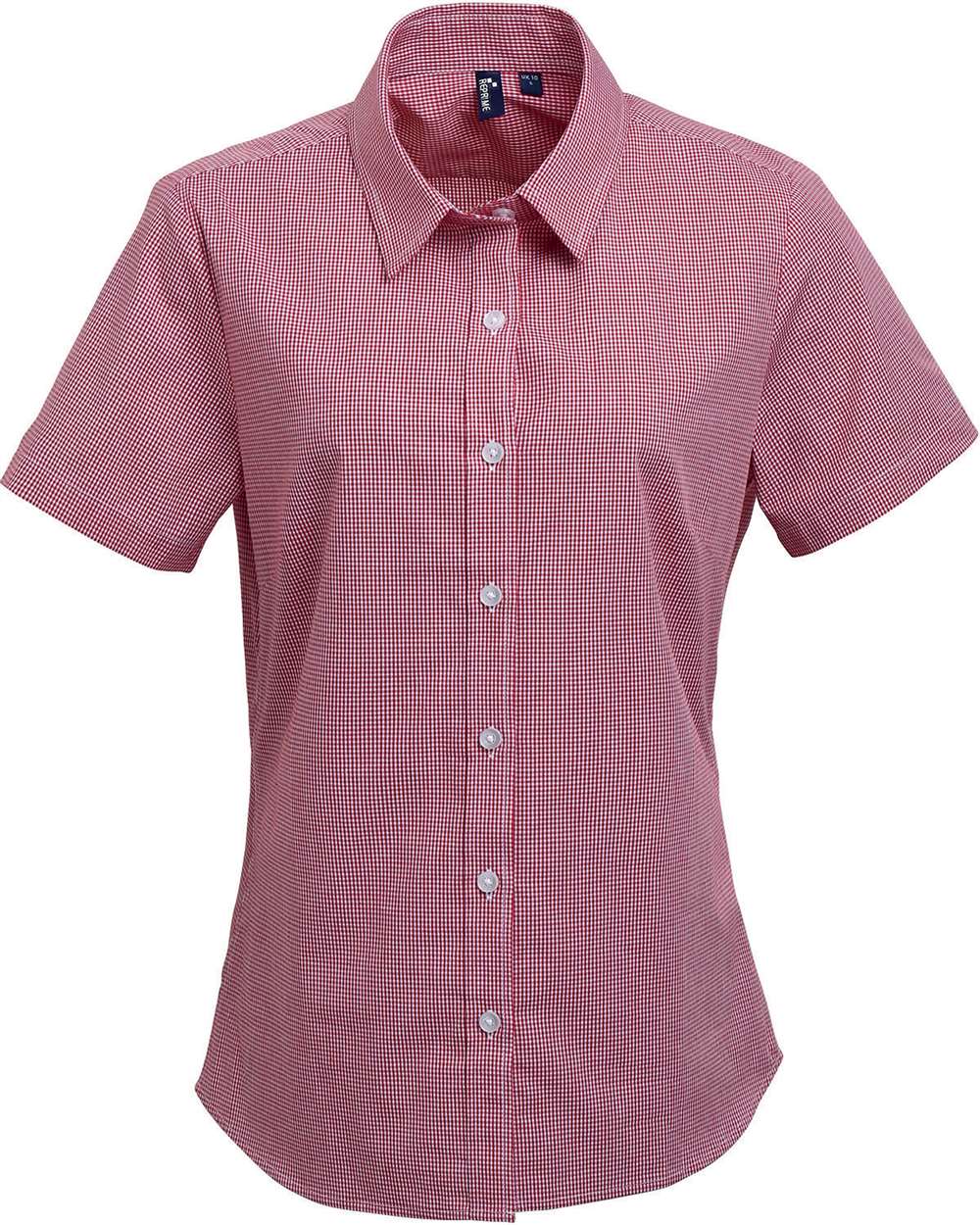 Artisan Collection by Reprime-RP321-Women's Microcheck Gingham Short Sleeve Cotton Dress Shirt - Image 20