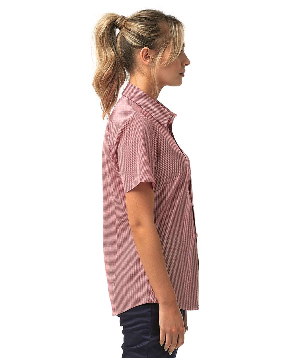 Artisan Collection by Reprime-RP321-Women's Microcheck Gingham Short Sleeve Cotton Dress Shirt - Image 24