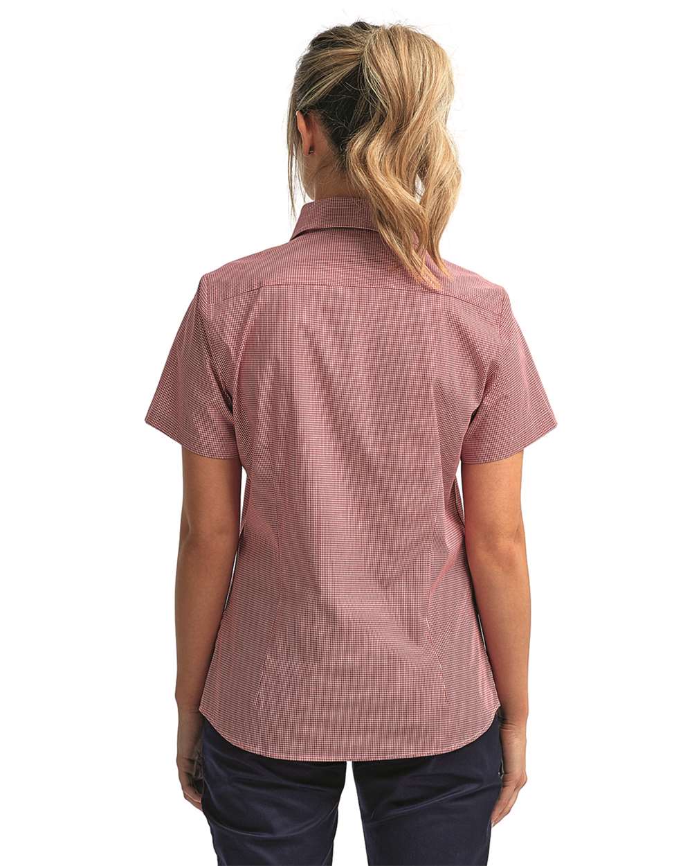 Artisan Collection by Reprime-RP321-Women's Microcheck Gingham Short Sleeve Cotton Dress Shirt - Image 25