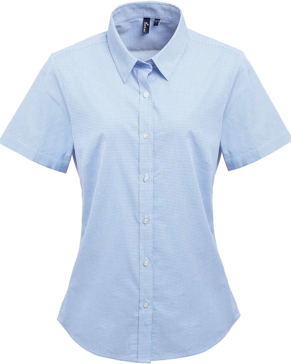 Artisan Collection by Reprime-RP321-Women's Microcheck Gingham Short Sleeve Cotton Dress Shirt - Image 8