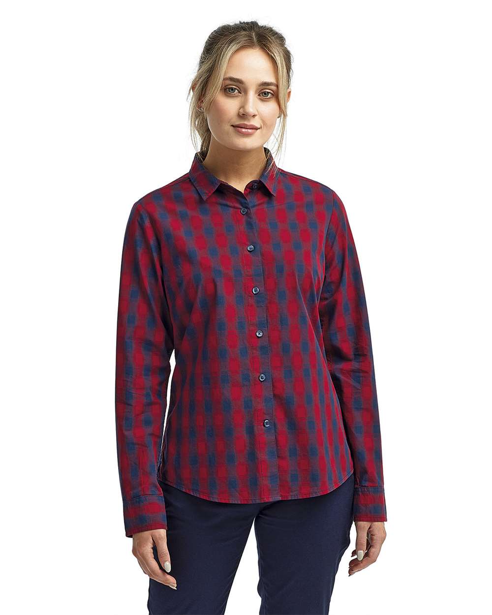 Artisan Collection by Reprime-RP350-Women's Mulligan Check Long Sleeve Cotton Dress Shirt - Image 11