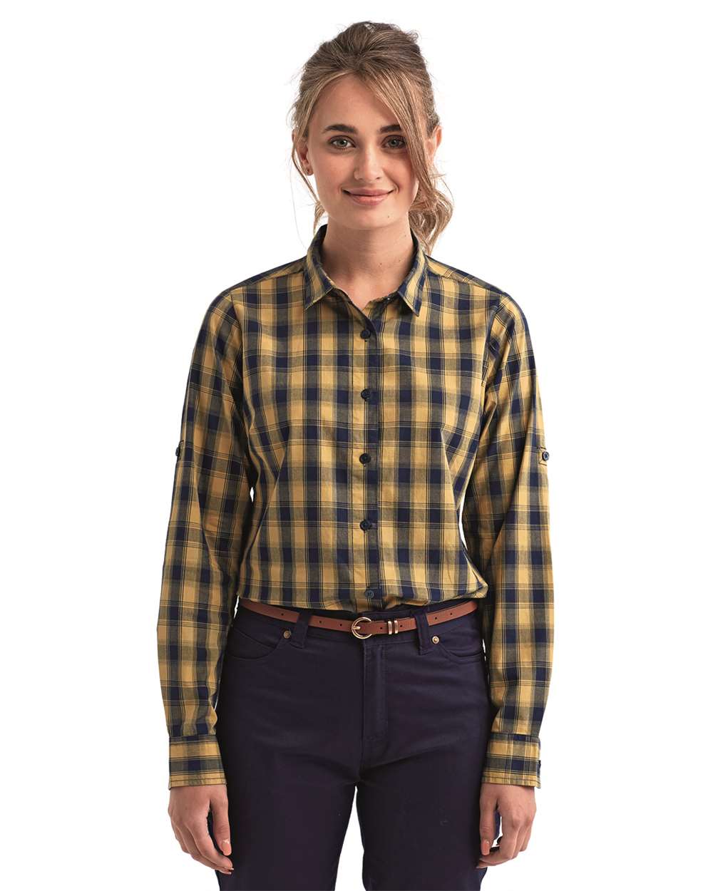 Artisan Collection by Reprime-RP350-Women's Mulligan Check Long Sleeve Cotton Dress Shirt - Image 4