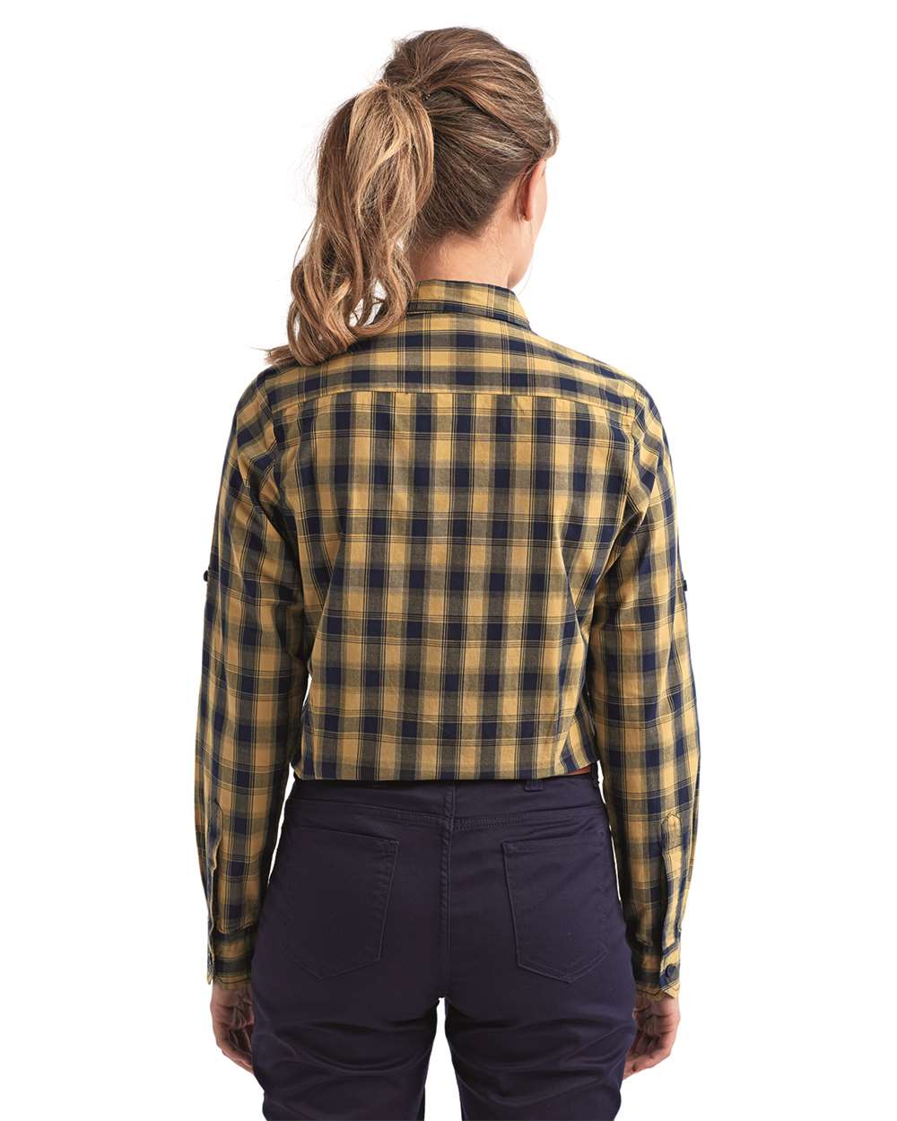 Artisan Collection by Reprime-RP350-Women's Mulligan Check Long Sleeve Cotton Dress Shirt - Image 6