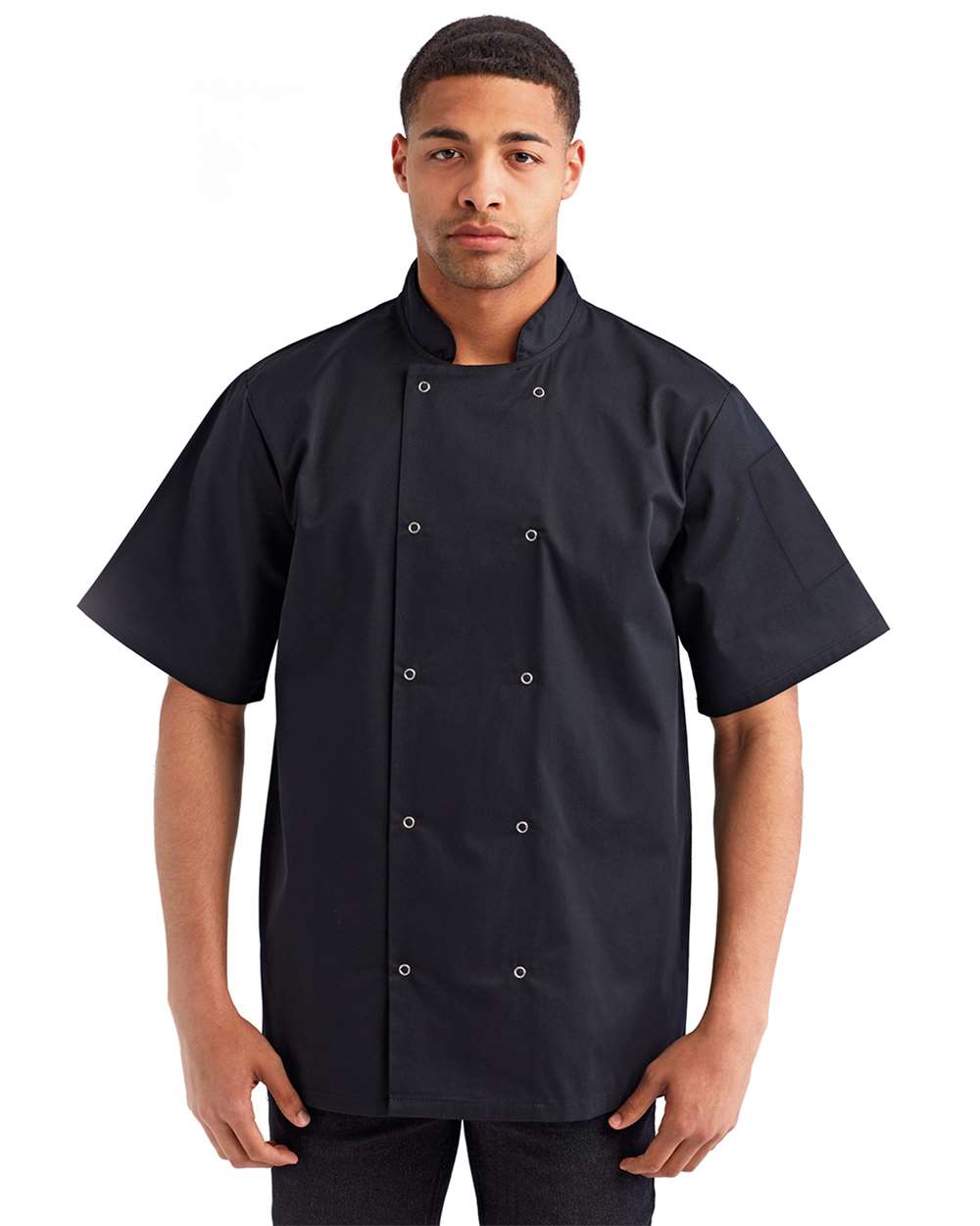 Artisan Collection by Reprime-RP664-Ten Studded Front Chef Short Sleeve Coat - Image 4
