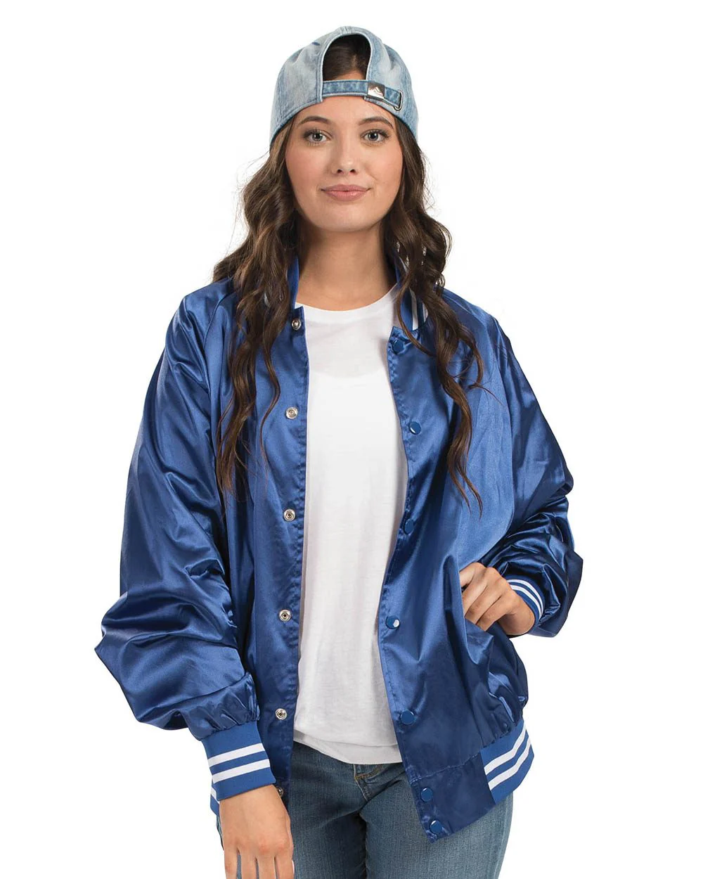 Augusta Sportswear-3610-Satin Baseball Jacket Striped Trim - Image 4