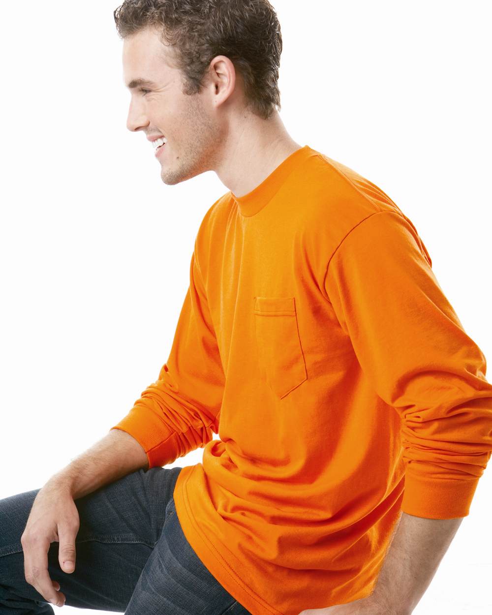 Bayside-1730-USA-Made 50/50 Long Sleeve Pocket T-Shirt - Image 4
