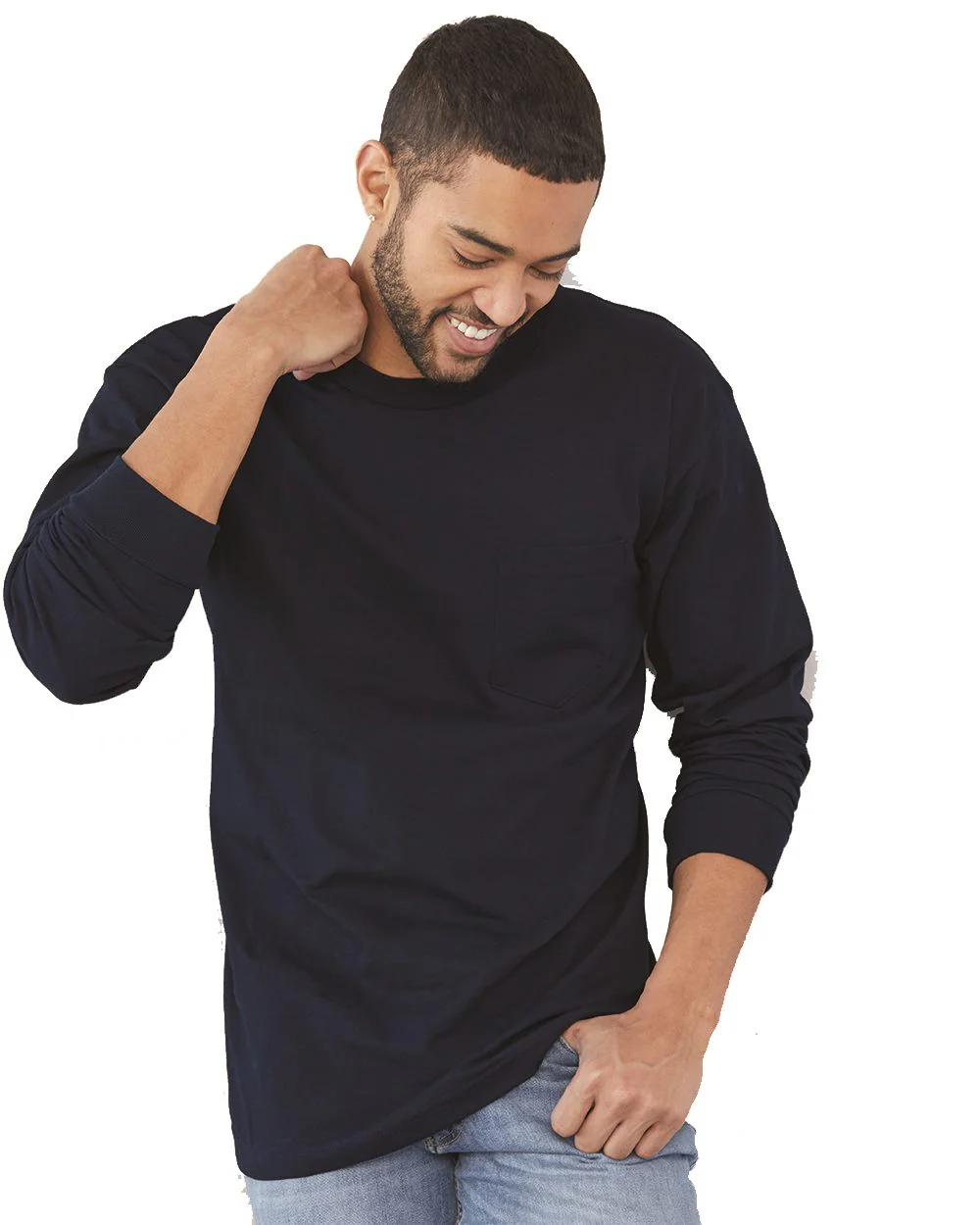 Bayside-8100-USA-Made Long Sleeve Pocket T-Shirt - Image 4