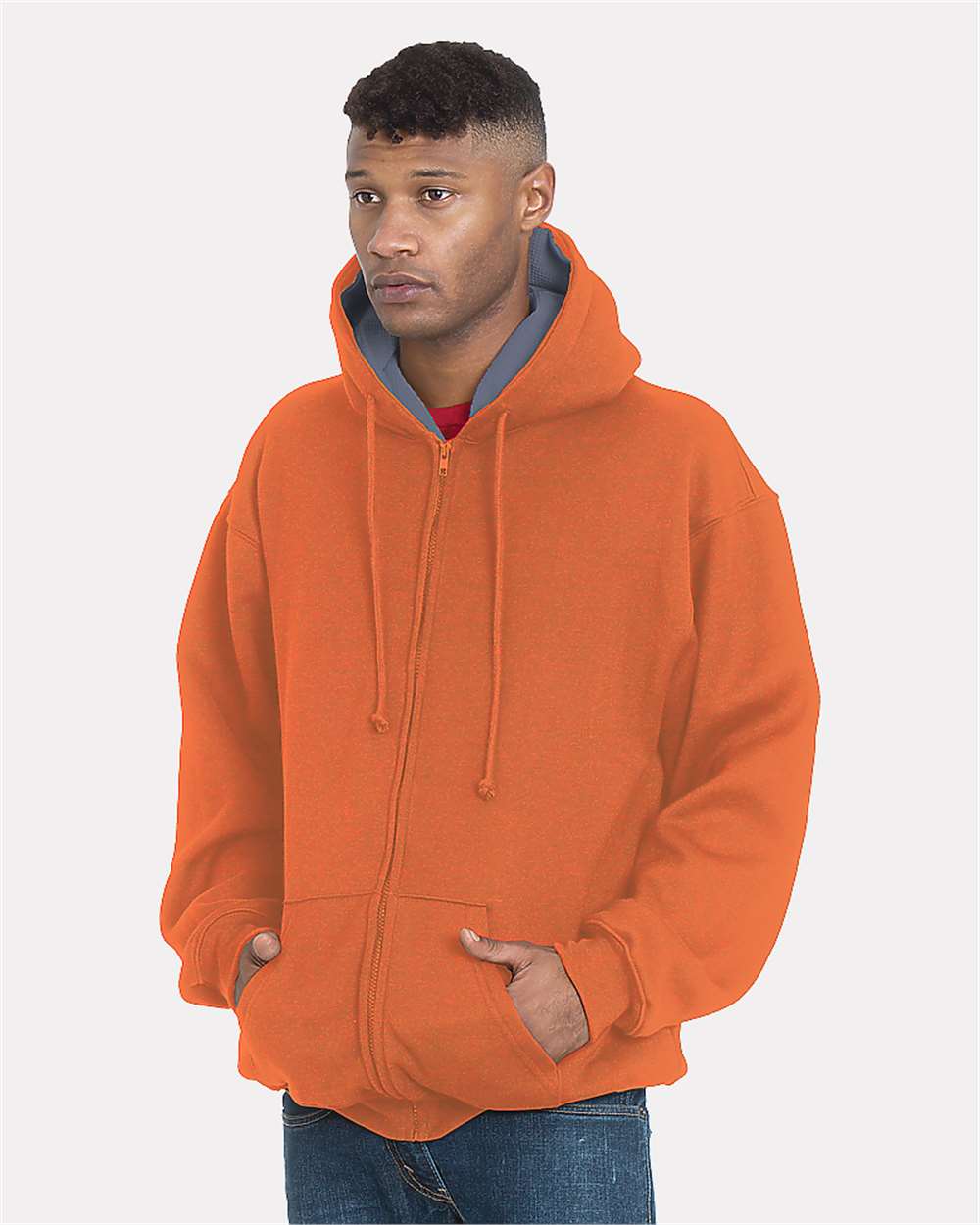 Bayside-940-USA-Made Super Heavy Thermal Lined Full-Zip Hooded Sweatshirt - Image 3