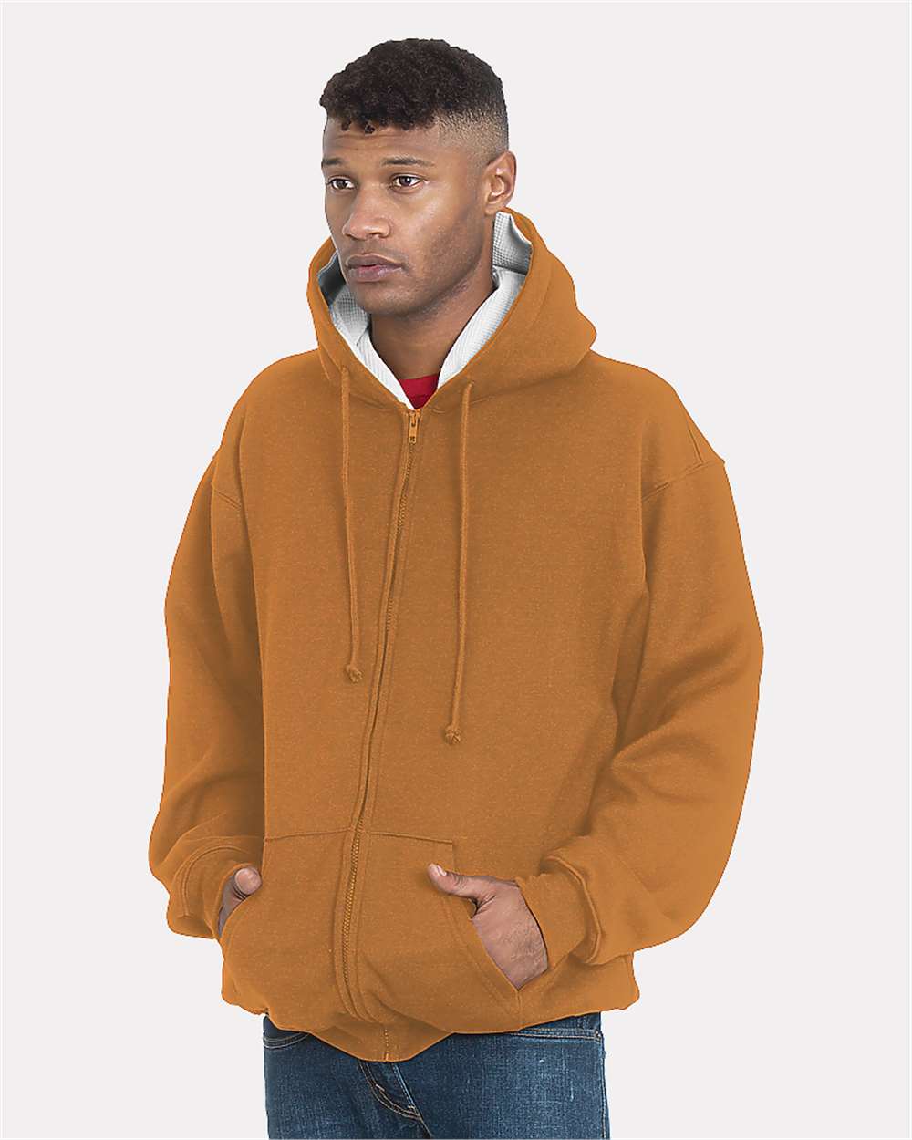 Bayside-940-USA-Made Super Heavy Thermal Lined Full-Zip Hooded Sweatshirt - Image 4