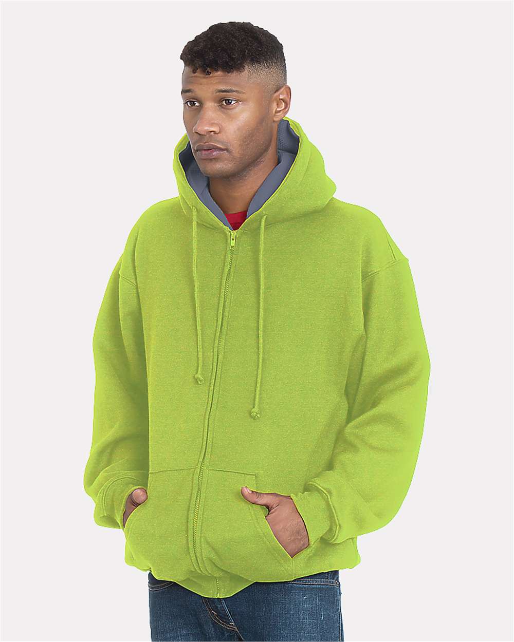 Bayside-940-USA-Made Super Heavy Thermal Lined Full-Zip Hooded Sweatshirt - Image 5