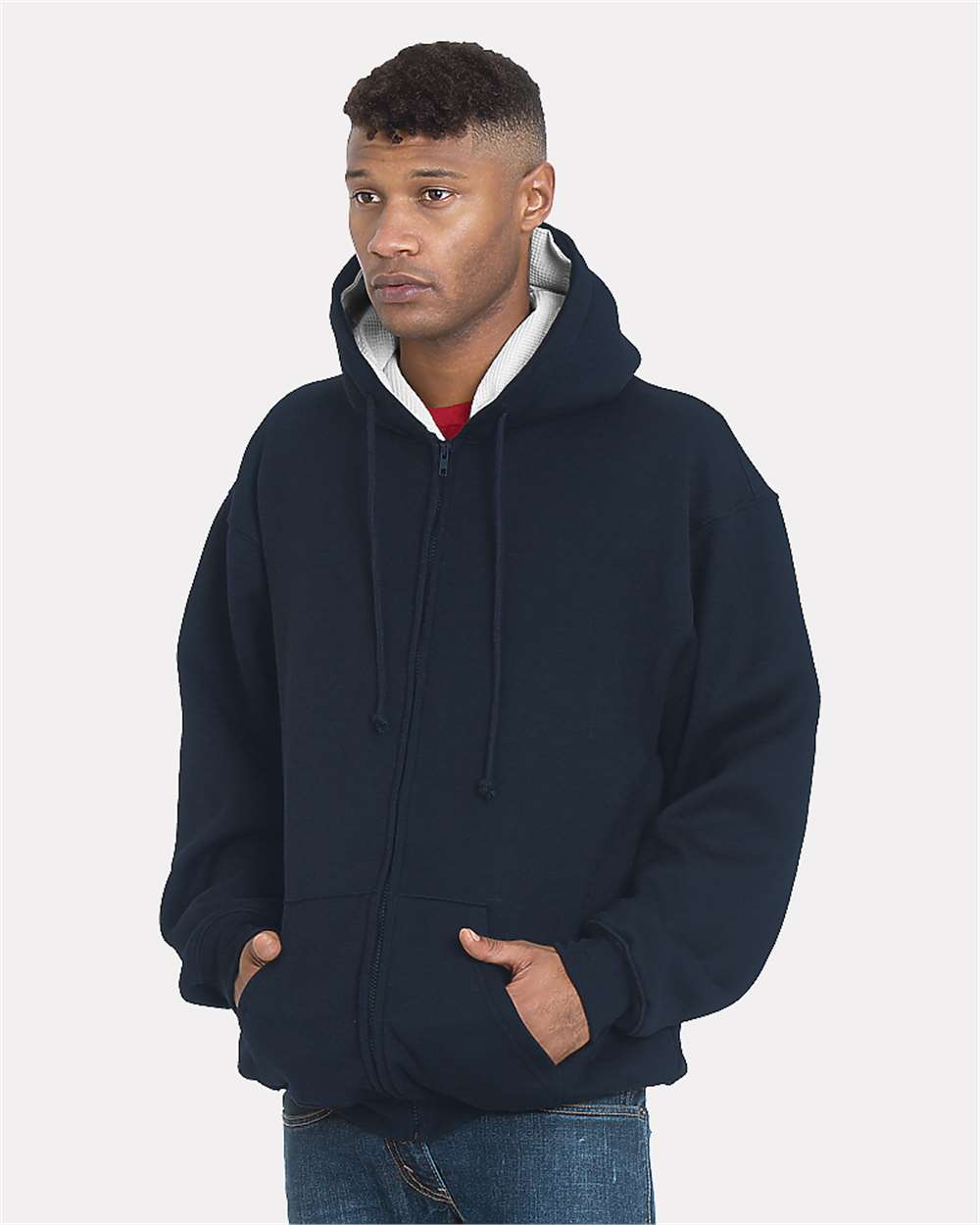 Bayside-940-USA-Made Super Heavy Thermal Lined Full-Zip Hooded Sweatshirt - Image 6