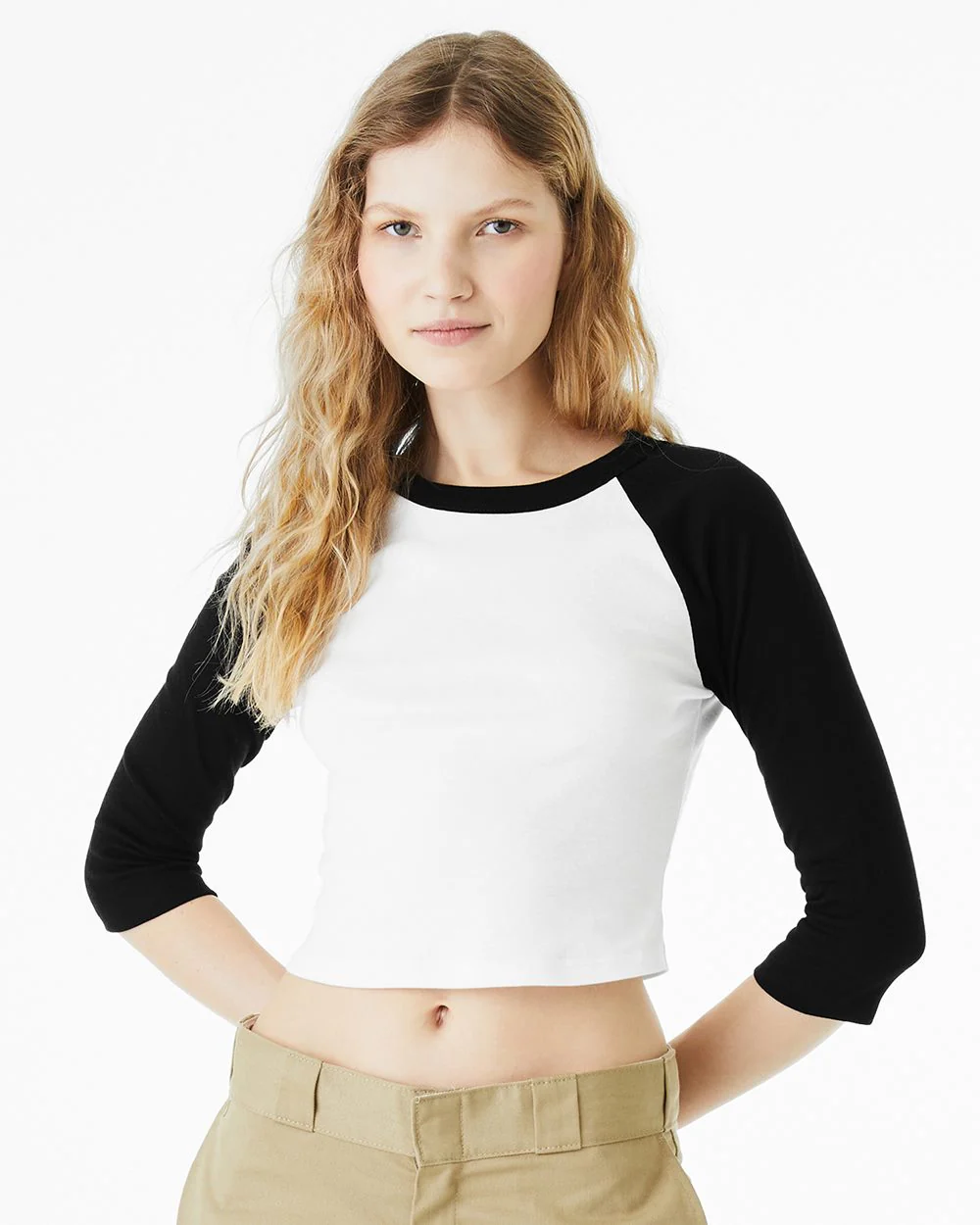 BELLA + CANVAS-1200-Women's Micro Rib 3/4 Raglan Sleeve Baby Tee - Image 7