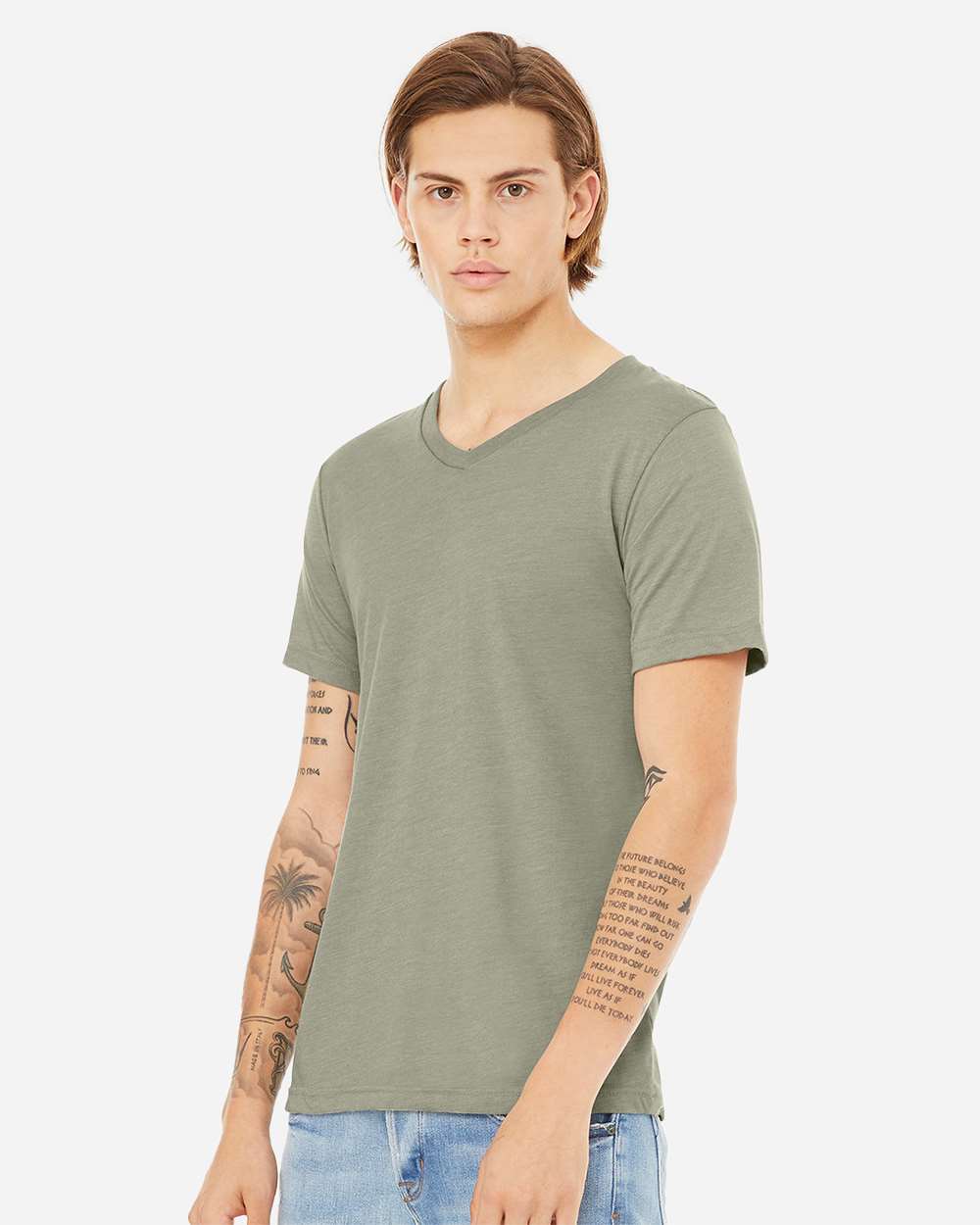 BELLA + CANVAS-3005CVC-Heather CVC V-Neck Tee - Image 60