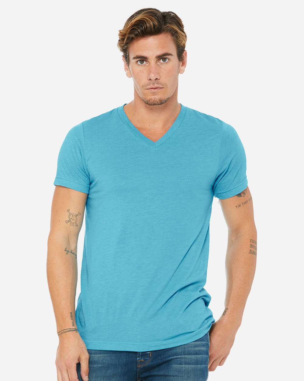 BELLA + CANVAS-3415-Triblend V-Neck Short Sleeve Tee - Image 4