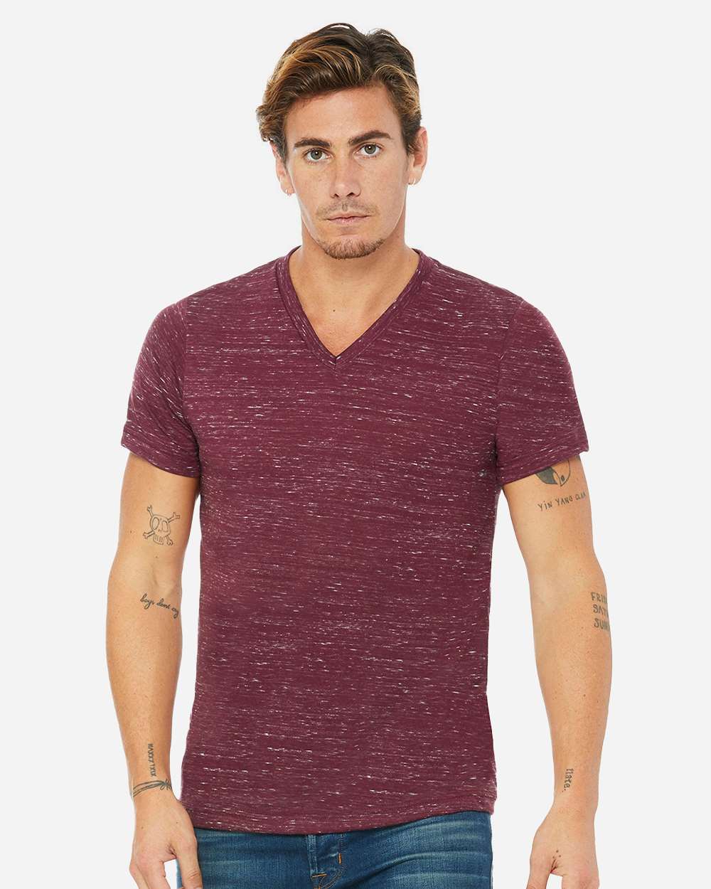 BELLA + CANVAS-3655-Textured Jersey V-Neck Tee - Image 29