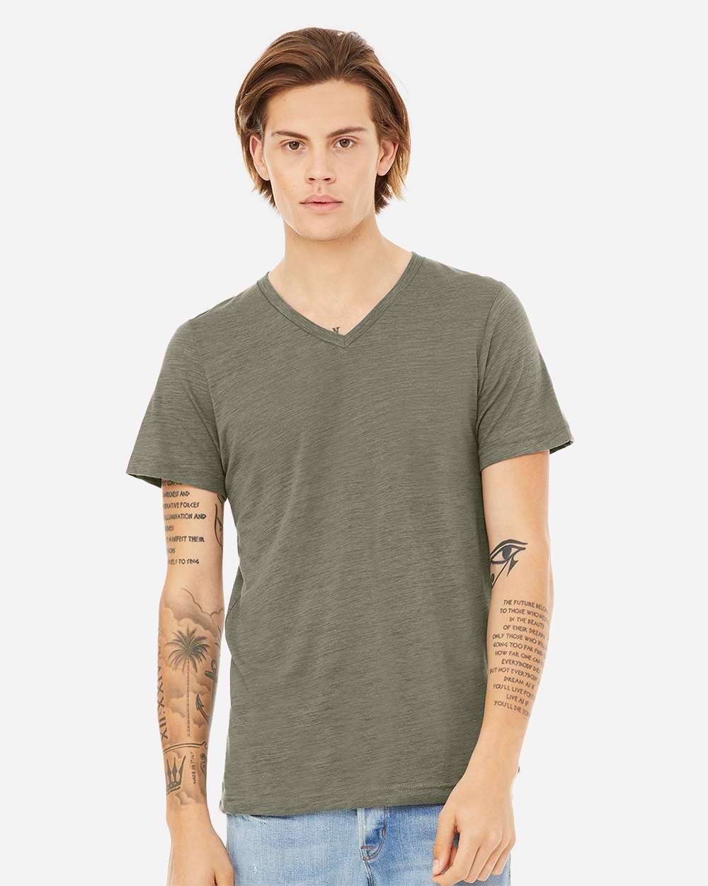 BELLA + CANVAS-3655-Textured Jersey V-Neck Tee - Image 44