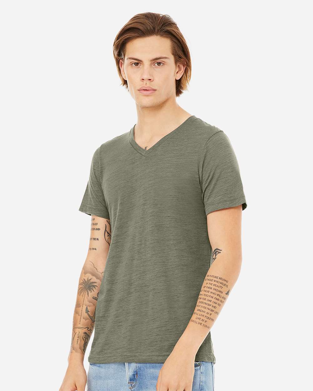 BELLA + CANVAS-3655-Textured Jersey V-Neck Tee - Image 45