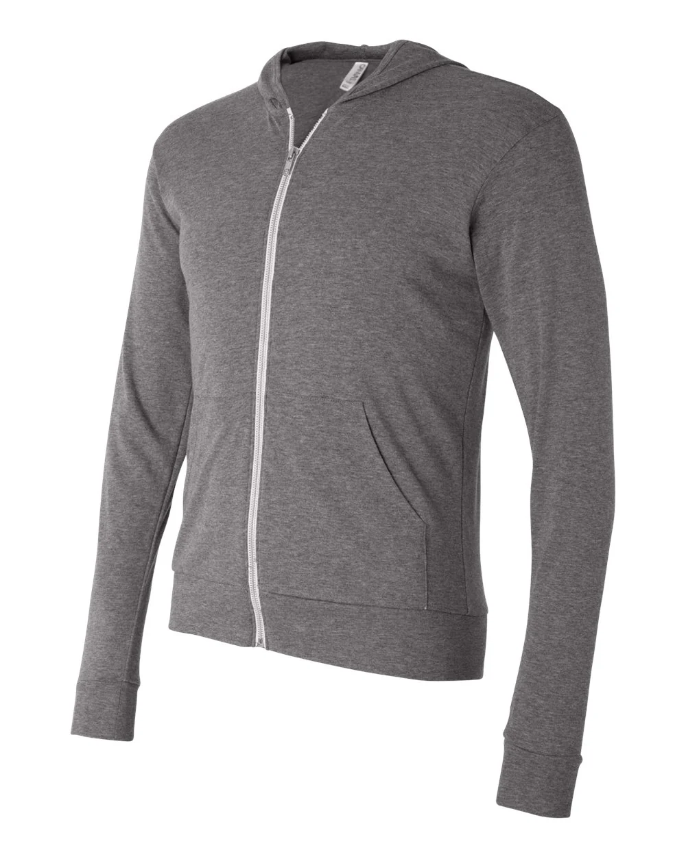 BELLA + CANVAS-3939-Triblend Lightweight Full-Zip Hooded Long Sleeve Tee - Image 10