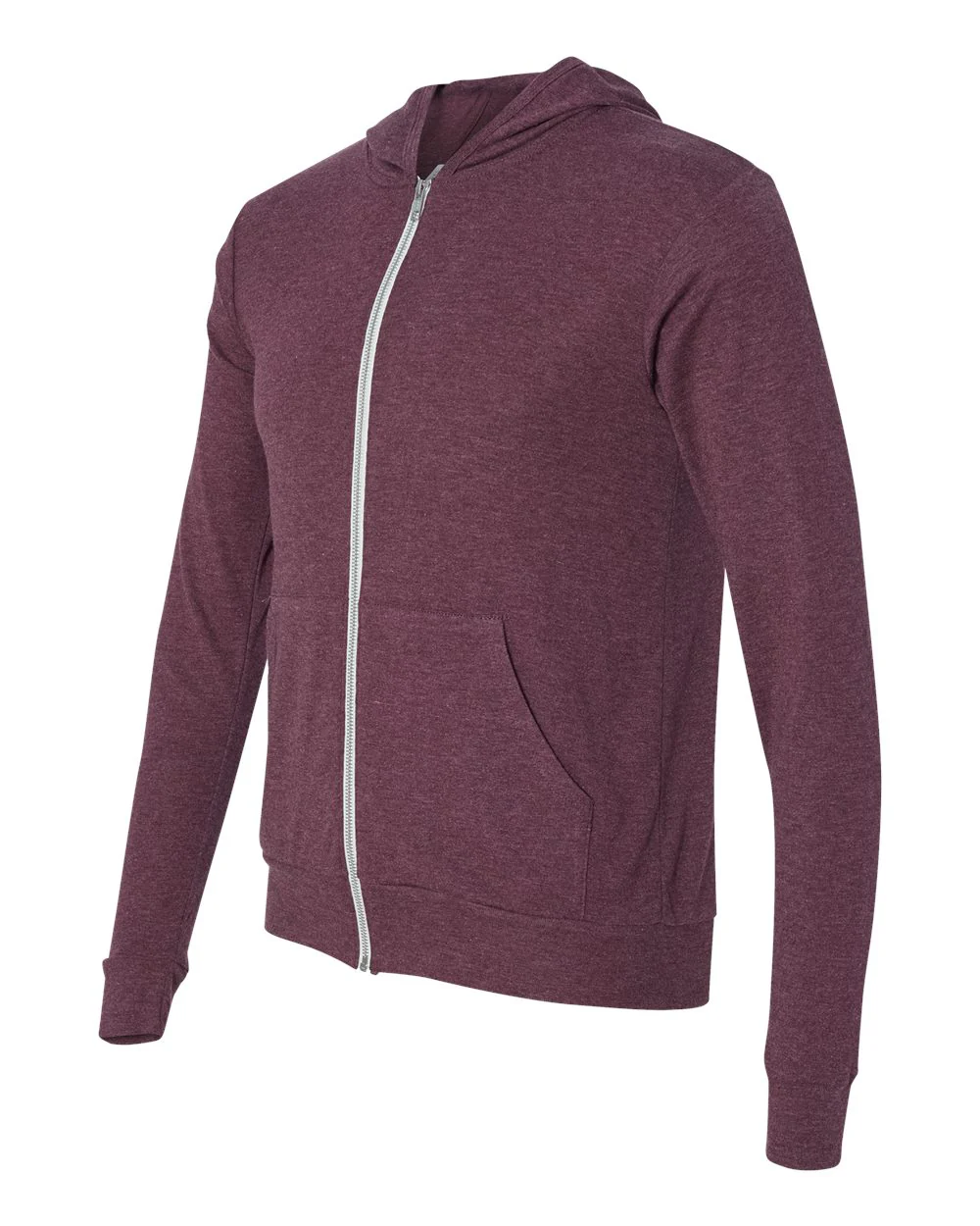 BELLA + CANVAS-3939-Triblend Lightweight Full-Zip Hooded Long Sleeve Tee - Image 13