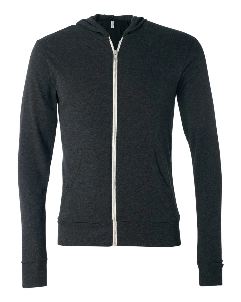 BELLA + CANVAS-3939-Triblend Lightweight Full-Zip Hooded Long Sleeve Tee - Image 5