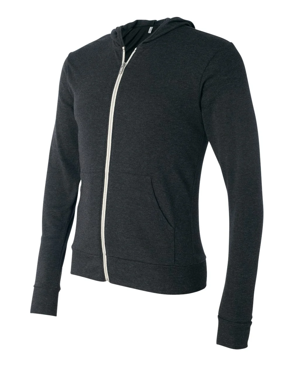 BELLA + CANVAS-3939-Triblend Lightweight Full-Zip Hooded Long Sleeve Tee - Image 7