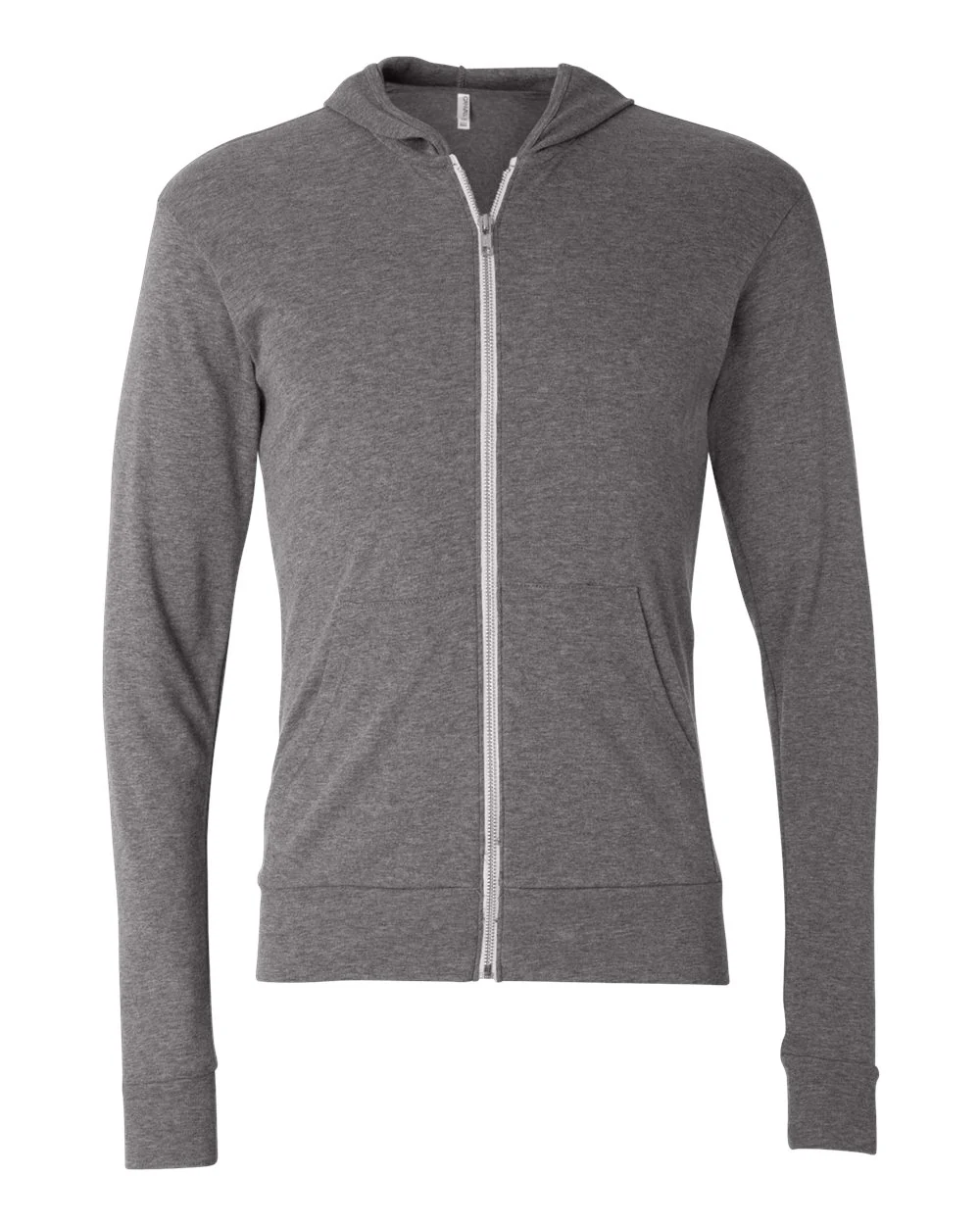 BELLA + CANVAS-3939-Triblend Lightweight Full-Zip Hooded Long Sleeve Tee - Image 8