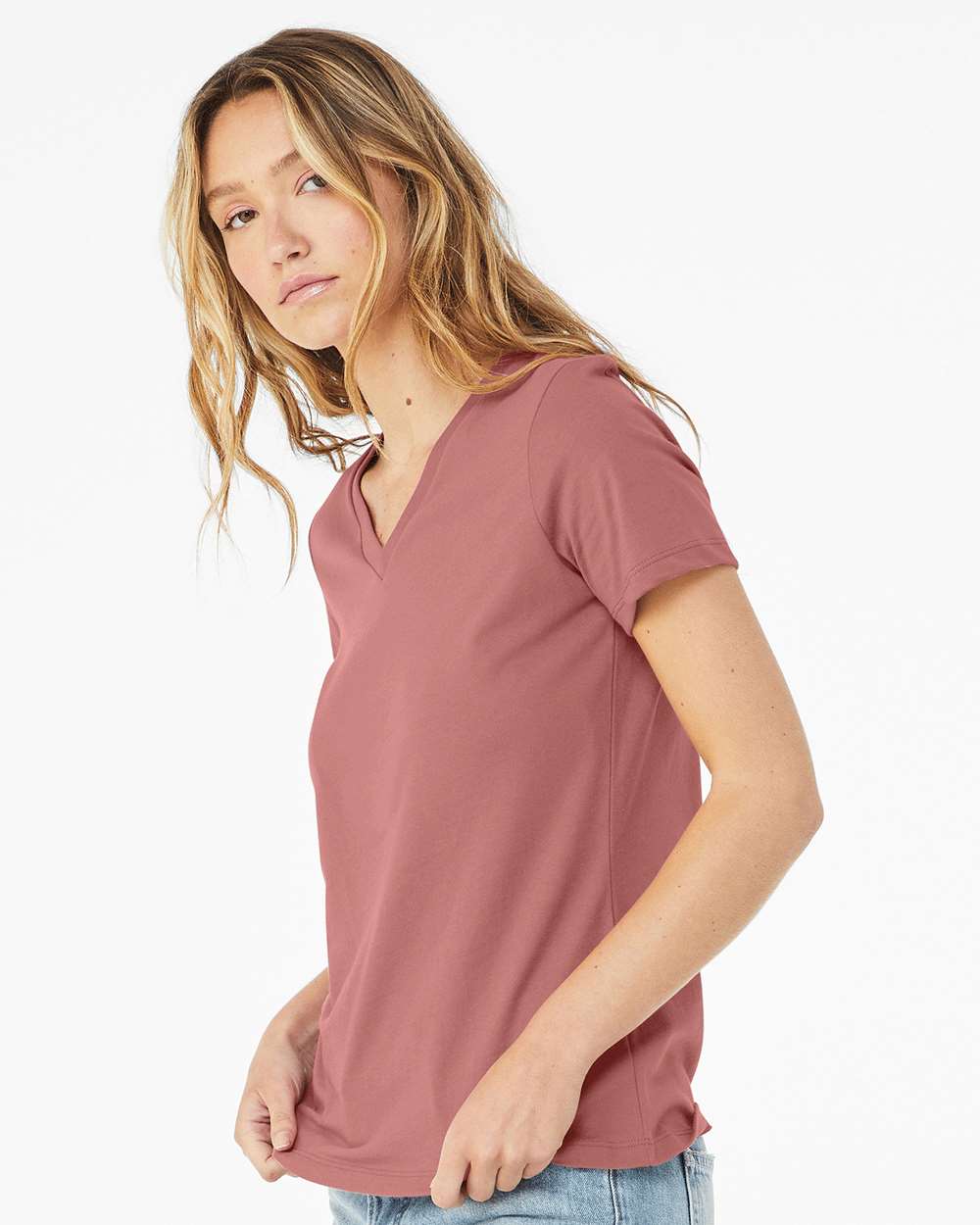 BELLA + CANVAS-6405-Women’s Relaxed Jersey V-Neck Tee - Image 30