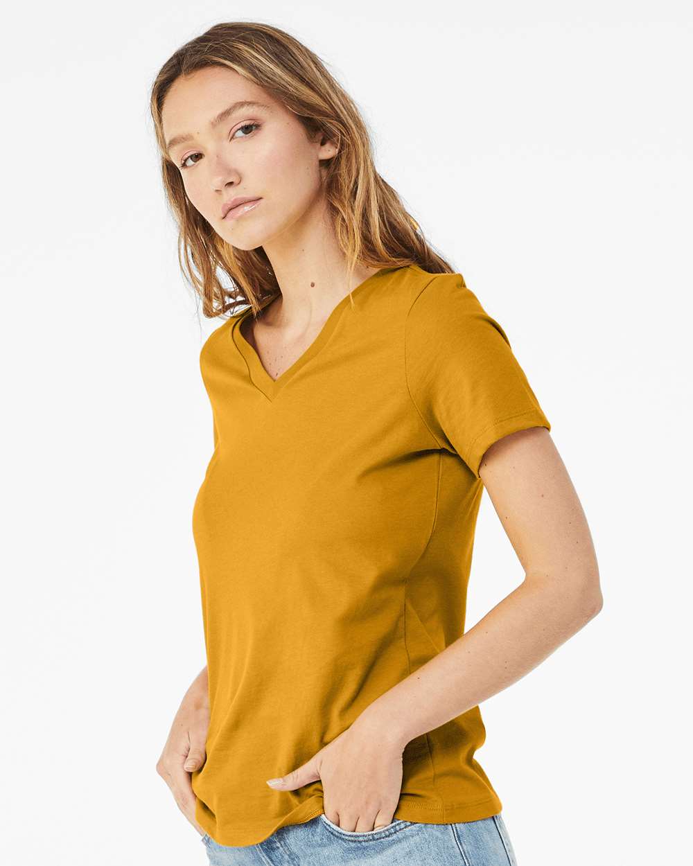 BELLA + CANVAS-6405-Women’s Relaxed Jersey V-Neck Tee - Image 42