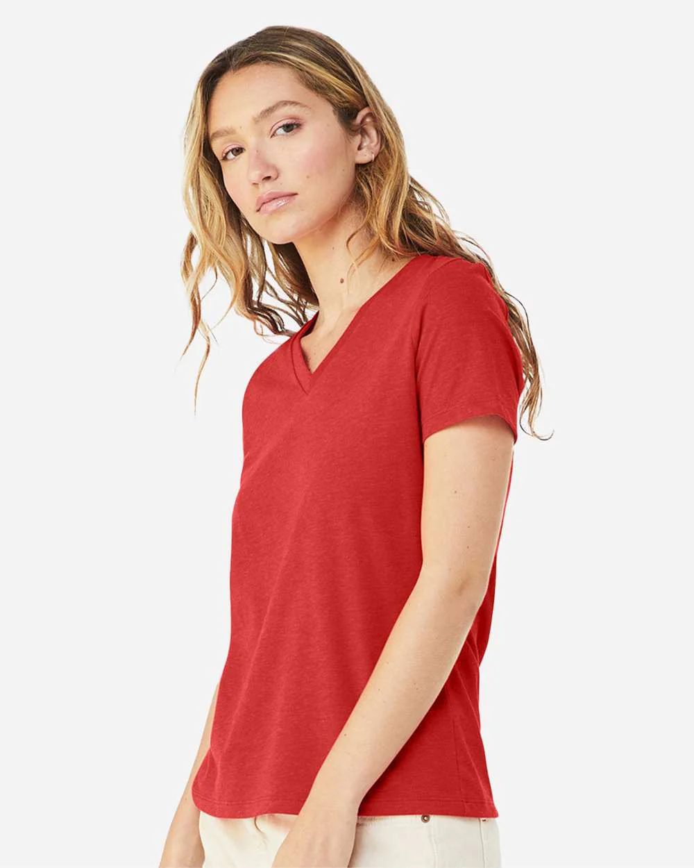 BELLA + CANVAS-6405CVC-Women's Relaxed Heather CVC V-Neck Tee - Image 42