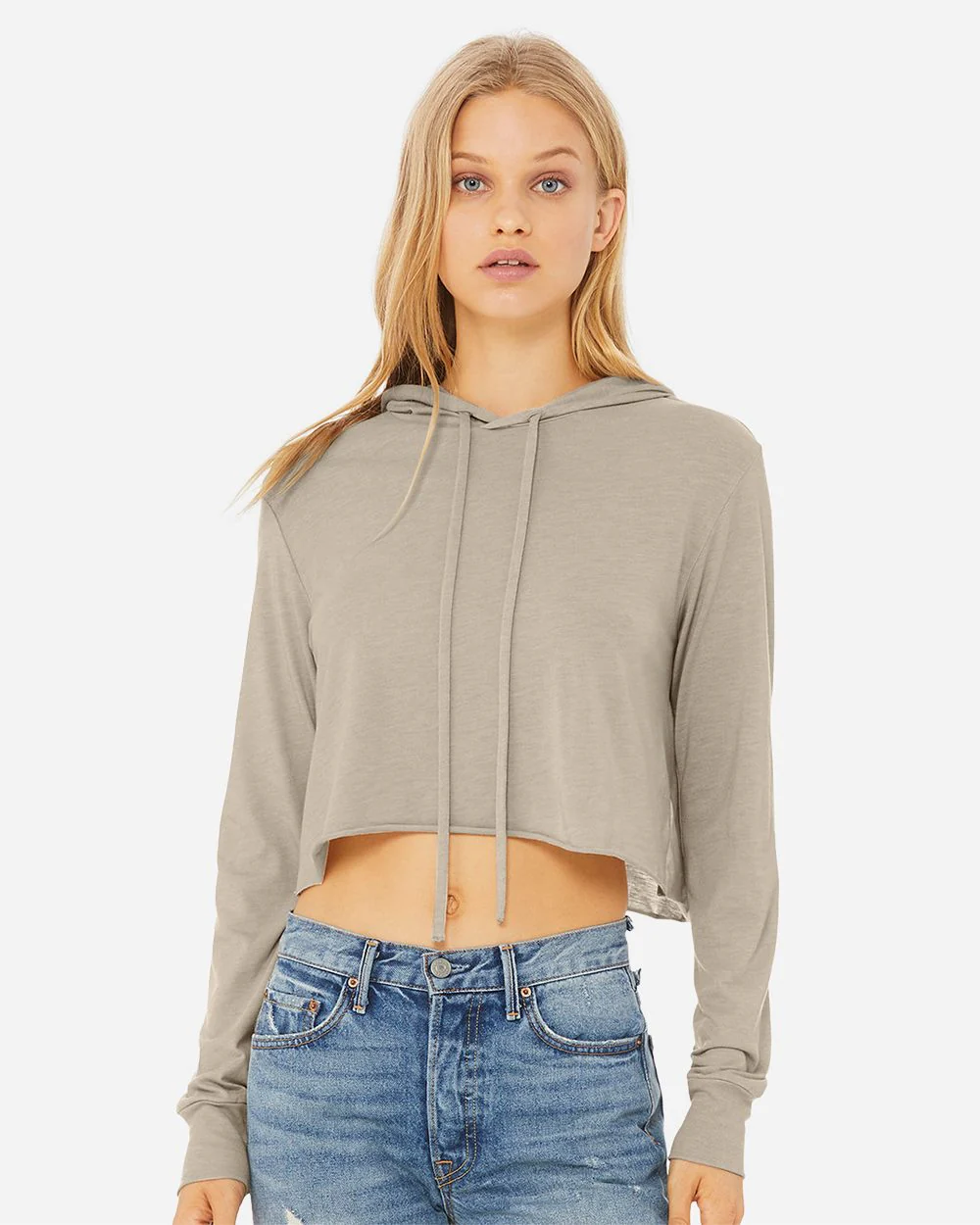 BELLA + CANVAS-8512-Women’s Triblend Crop Long Sleeve Hoodie - Image 4