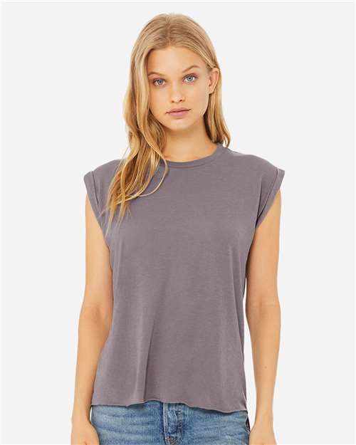 BELLA + CANVAS-8804-Women’s Flowy Rolled Cuffs Muscle Tee - Image 21