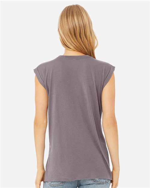 BELLA + CANVAS-8804-Women’s Flowy Rolled Cuffs Muscle Tee - Image 23